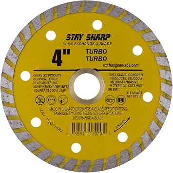 EAB Tool 2130212 4" Turbo Yellow Diamond Blade - Recyclable,