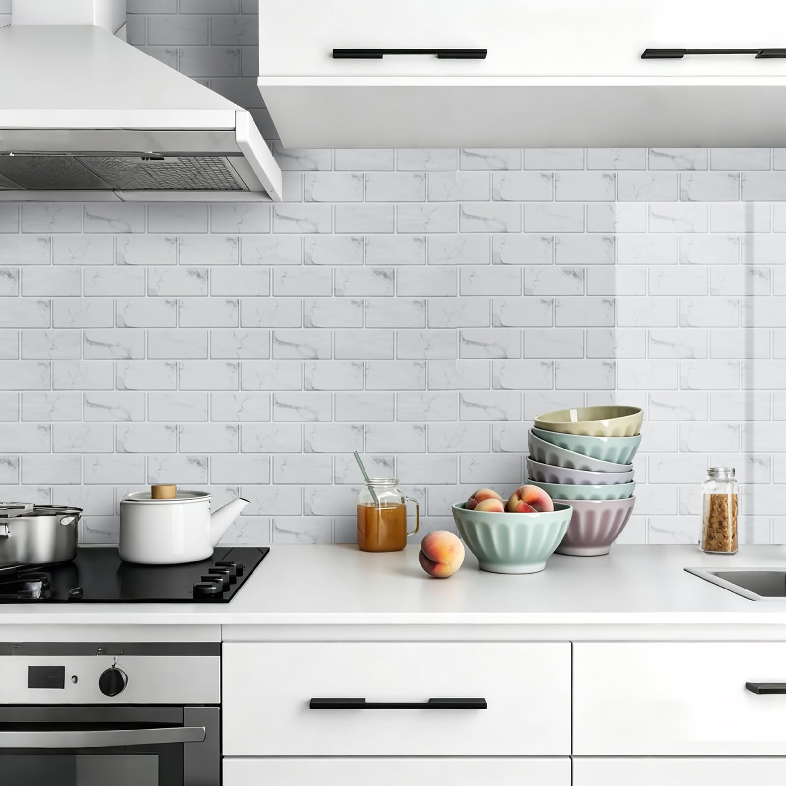 Putentfun Mosaic Tile Stickers for Kitchen Self Adhesive Tiles Waterproof — image 1