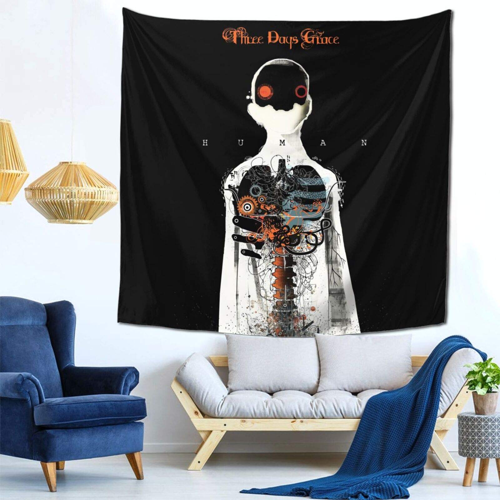 Haeyev Three Days Grace Human Tapestry Mural Wall Hanging Decor For Bedroom Living Room Dormitory Apartment Tapestry 59 X 59 Inch