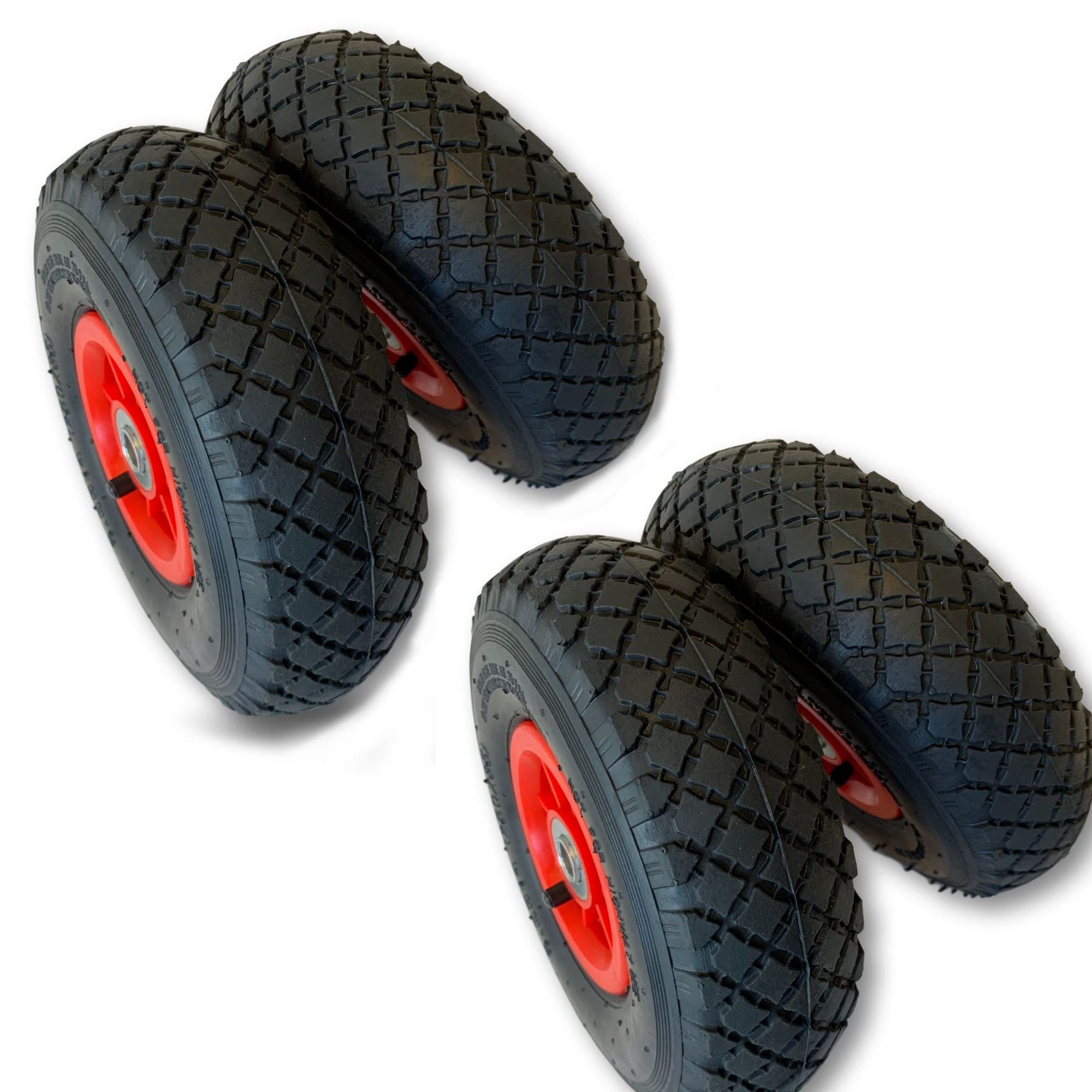 Lot de 4 Roue gonflable 260 x 85 mm (3.00-4) Diable / Chariot Alésage 20 mm