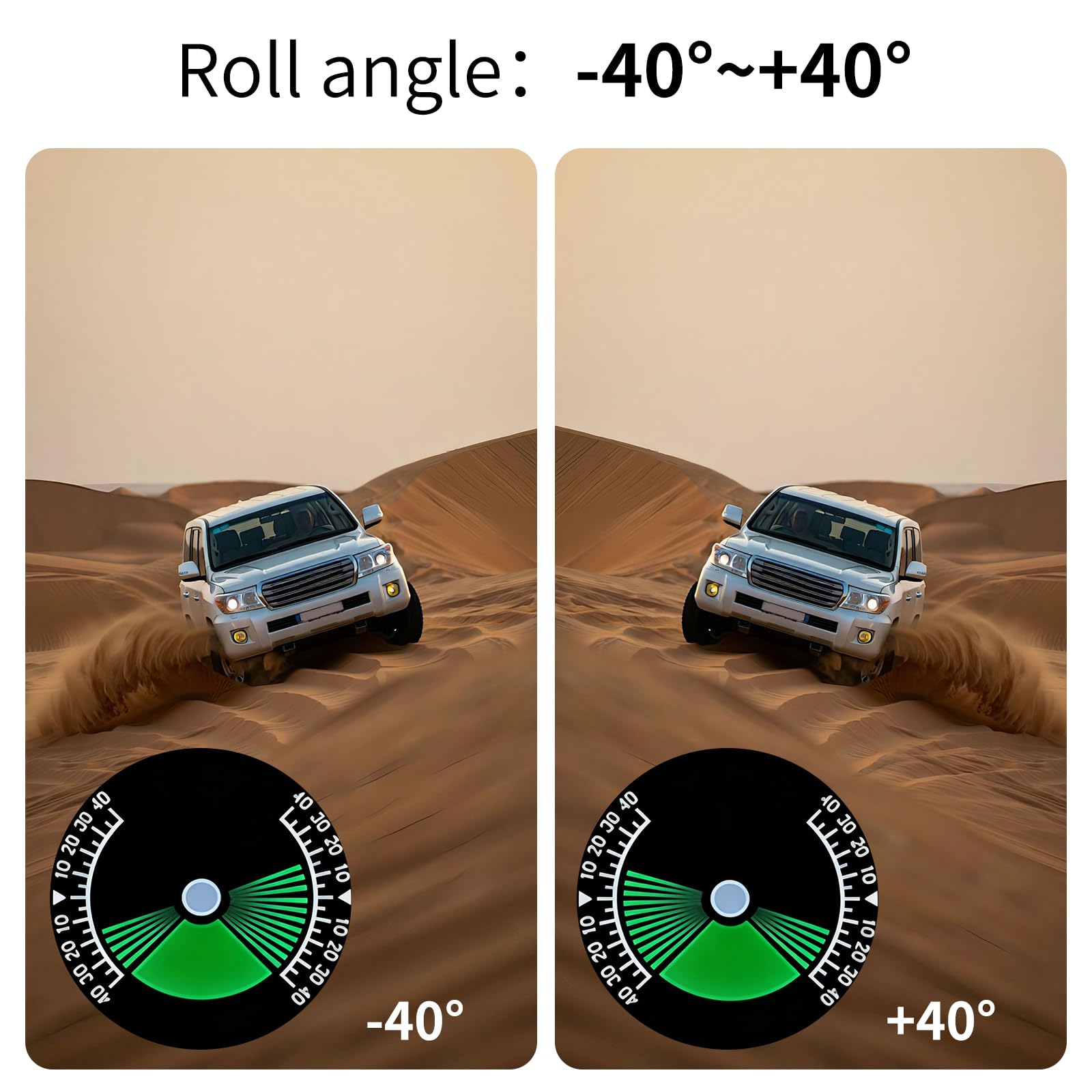 Inclinometro 4x4, Inclinometro Digitale Fuoristrada, Tachimetro Universale per Auto, Head Up Display Auto GPS HUD Con Bussola, Spina accendisigari