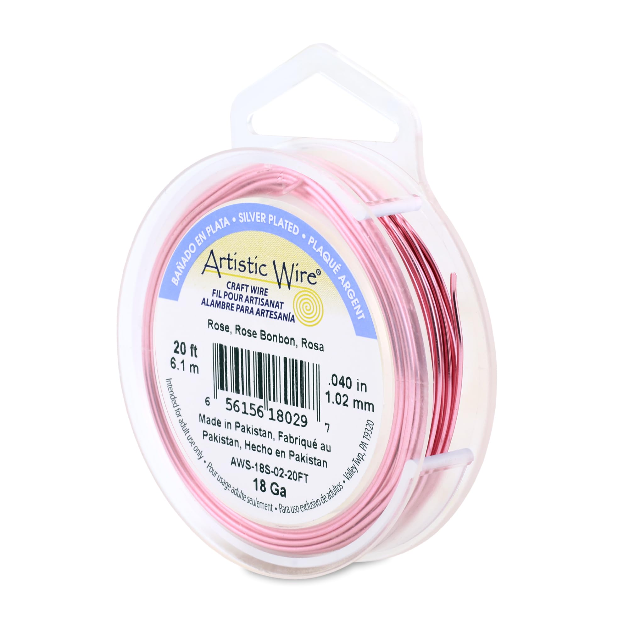 Beadalon 20 ft Artistic 18-Gauge Silver Plated Wire, Rose