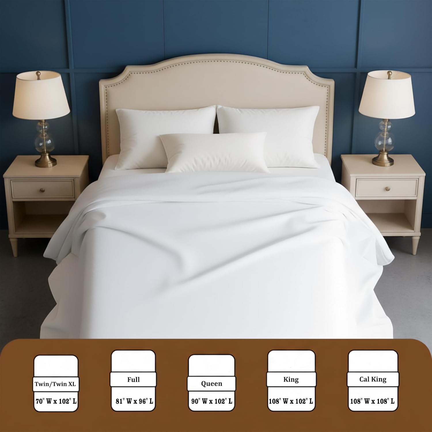 Flat Sheet Cal King Size – 100% Egyptian Cotton, 600 Thread Count – Ultra-Soft Sateen Top Sheet, Cool, Crisp & Breathable Luxury Bed Linen, Long-Lasting Quality – White