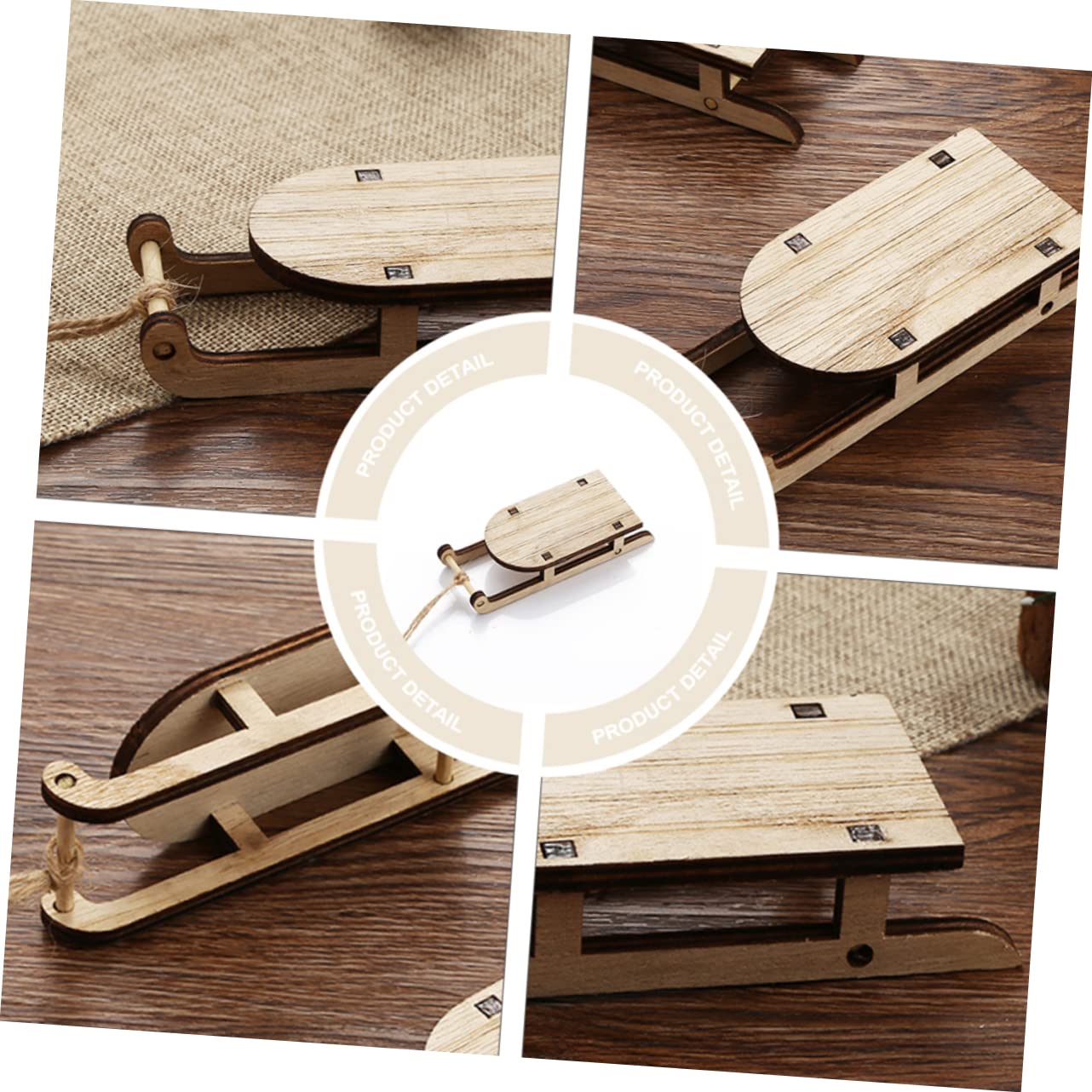 Cabilock 10Pcs Christmas Sleigh Miniature Wooden Sleighs Model Mini Sled Ornament DIY Crafts Tabletop Wood Sleighs Christmas Tree Hanging Decoration - Image 2