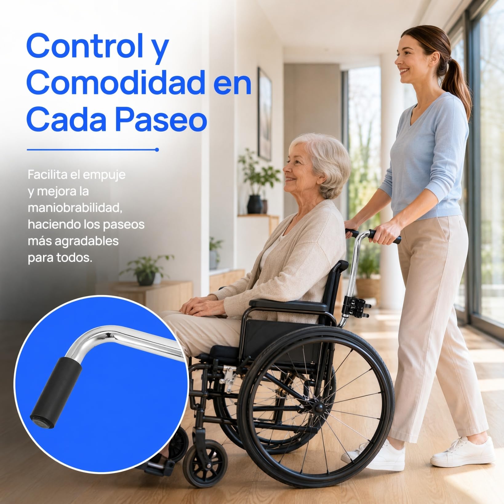 Garneck 1 Unidad Extensor de Manillar para Silla de Ruedas Accesorios para Sillas de Ruedas de Viaje Asas de Extensión Ajustables Compatible Tubo para Adultos