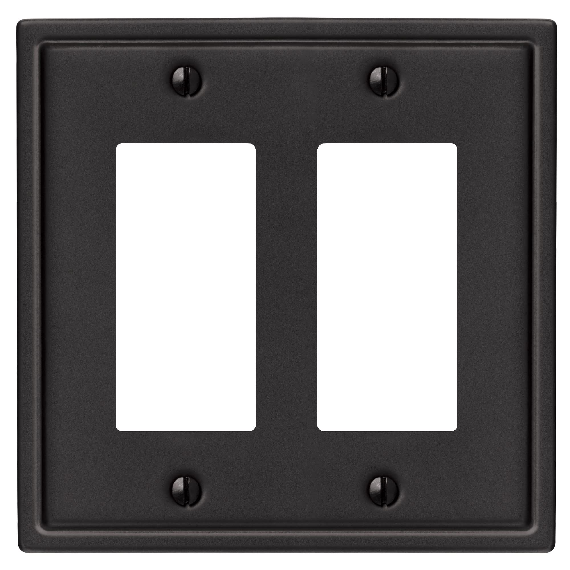 Plaque murale moderne 2 bascules acier noir mat Amerelle pour interrupteur chic