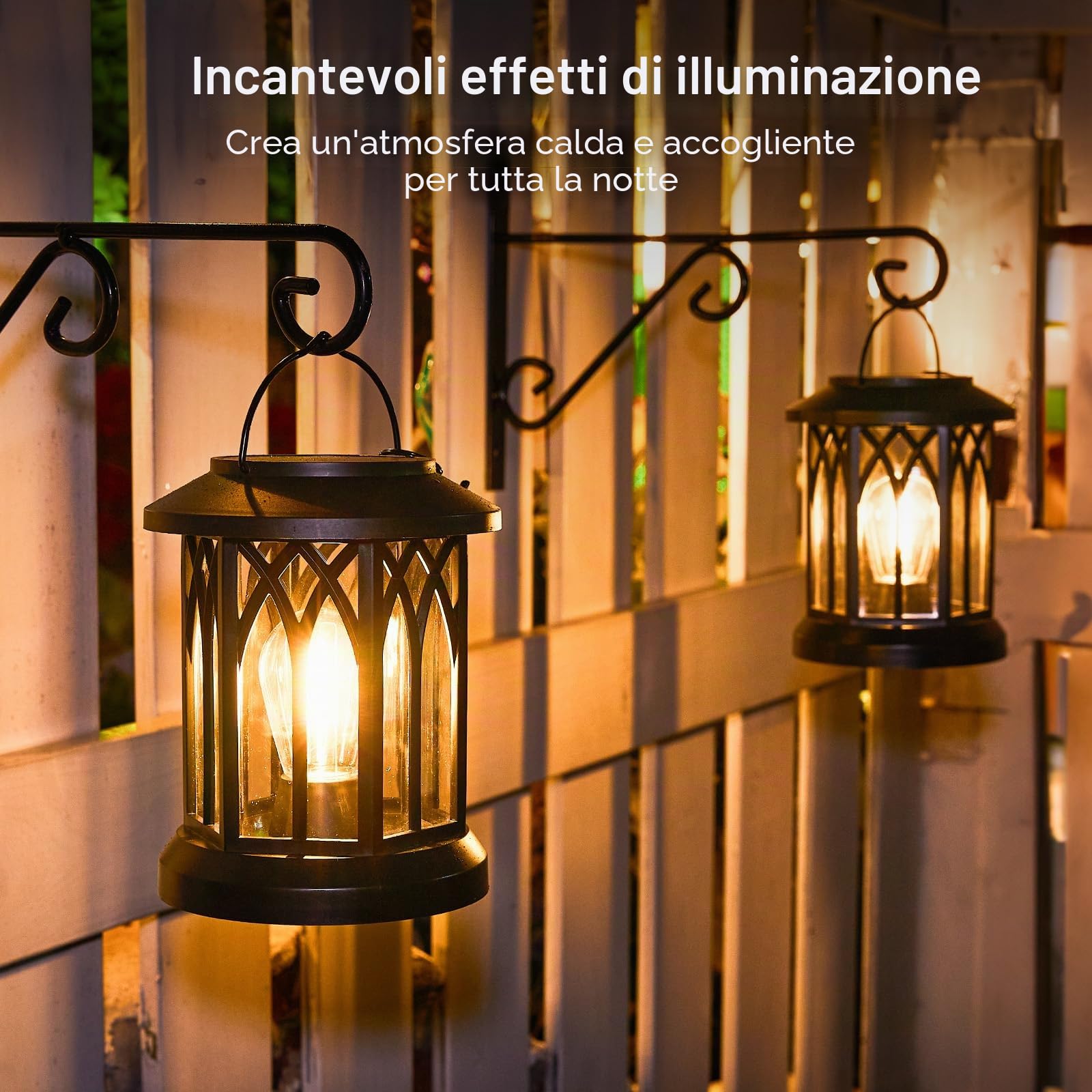 GEARLITE Lanterne Solari da Esterno, 2 Pezzi Luci Solari da Giardino, Luce al Tungsteno Bianco Caldo, IP65 Impermeabile Lanterna Solare da Esterno con Clip, Lampade da Esterno Giardino per Terrazzo