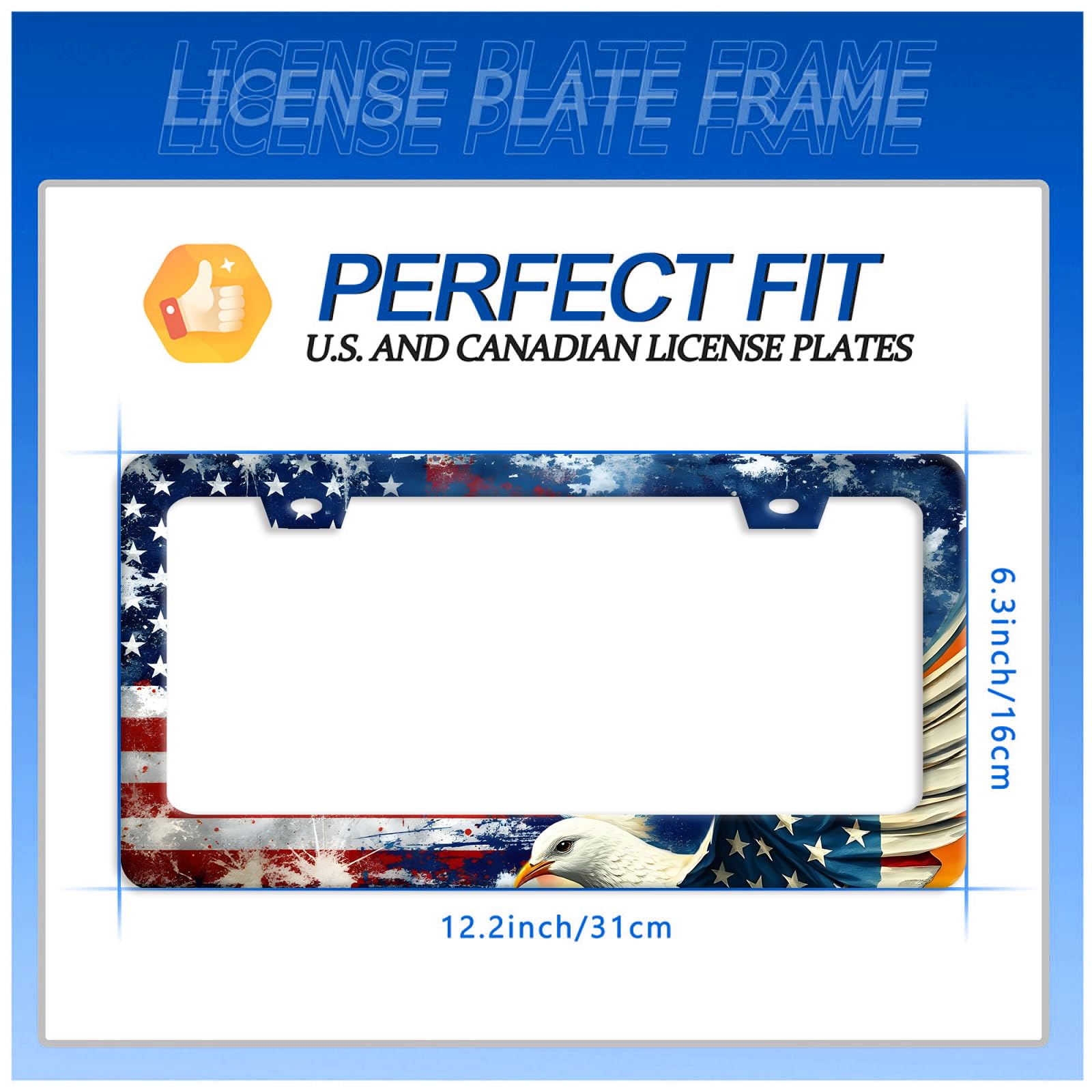 American Flag Eagle License Plate Frame Personalized Eagle License Plate Holder Patriotic Stainless Steel Funny Car Accessories Decoration — view 7