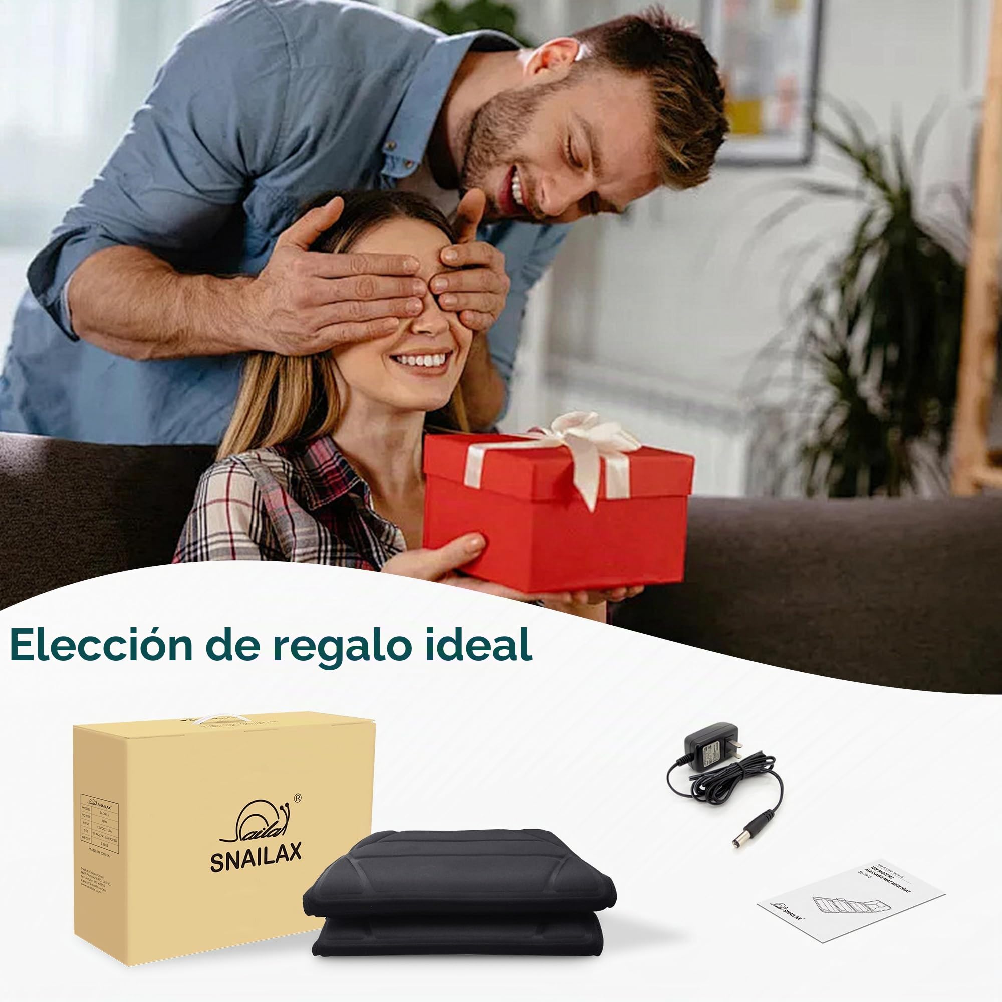 Snailax Alfombrilla de masaje de cuerpo completo con calor, 10 motores, masajeadores de espalda completa con 2 almohadillas de calefacción para cuello, espalda, hombros, almohadilla de colchón de