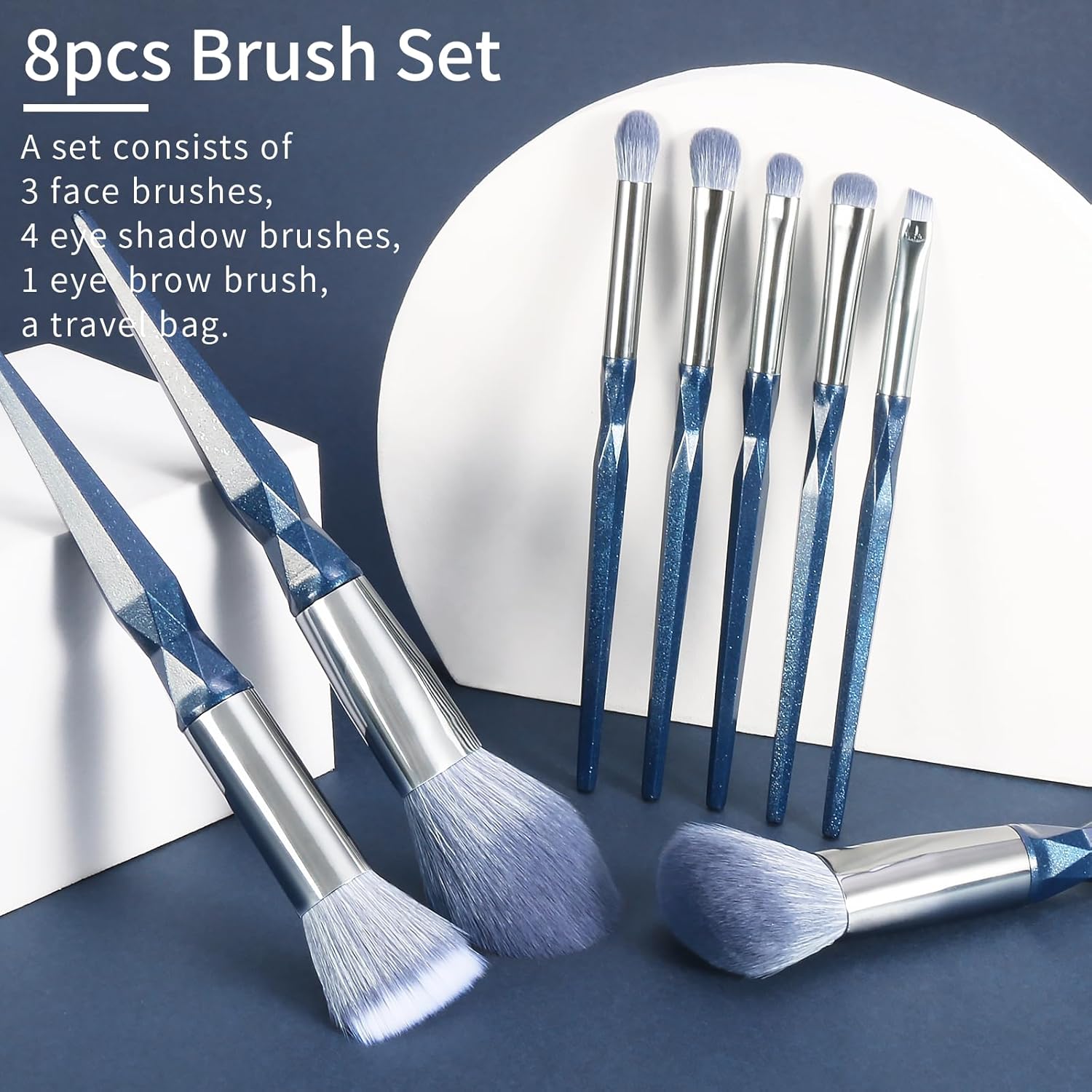 Sapphire Blue Makeup Brush Set Professional, Vegan Makeup Brushes Set, Makeup Brush Set with Case, Glitter Cosmetic Brushes Makeup Set, Make up Brushes Vegan, Make up Brushes Set Professional - Image 7