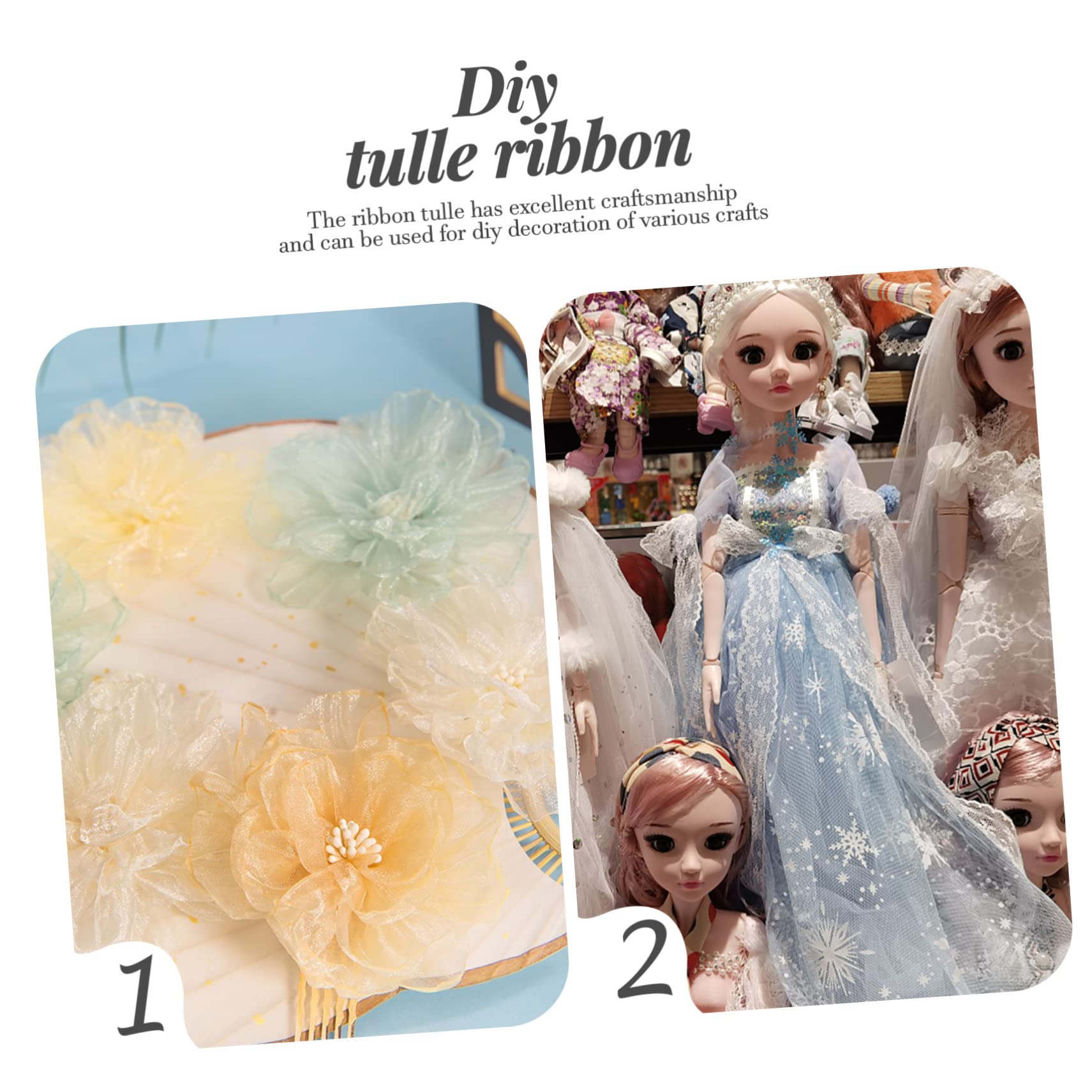 SHINEOFI 5 Rouleaux rouleau de treillis ribbon vsp noel jupe fiesta ruban tissu de tulle exquis mise en page de fête tulle Décoration de fête de mariage Engrener blanche