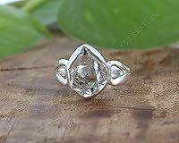 Vista 3 de Anillo de diamante Herkimer crudo Anillo de plata hecho a mano con piedra natal de abril Anillo Herkimer natural Plata maciza de ley 925
