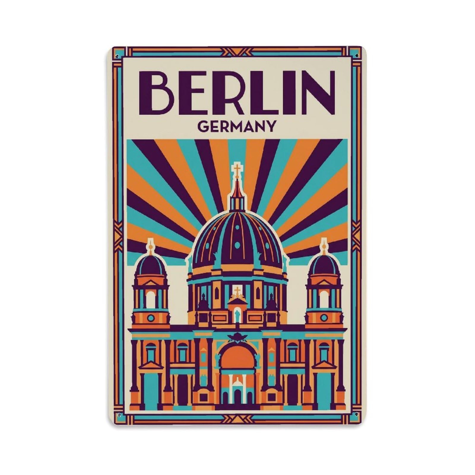 Gead 8X12inch Style Vintage Travel Berlin Germany Vitality Metal Tin Sign