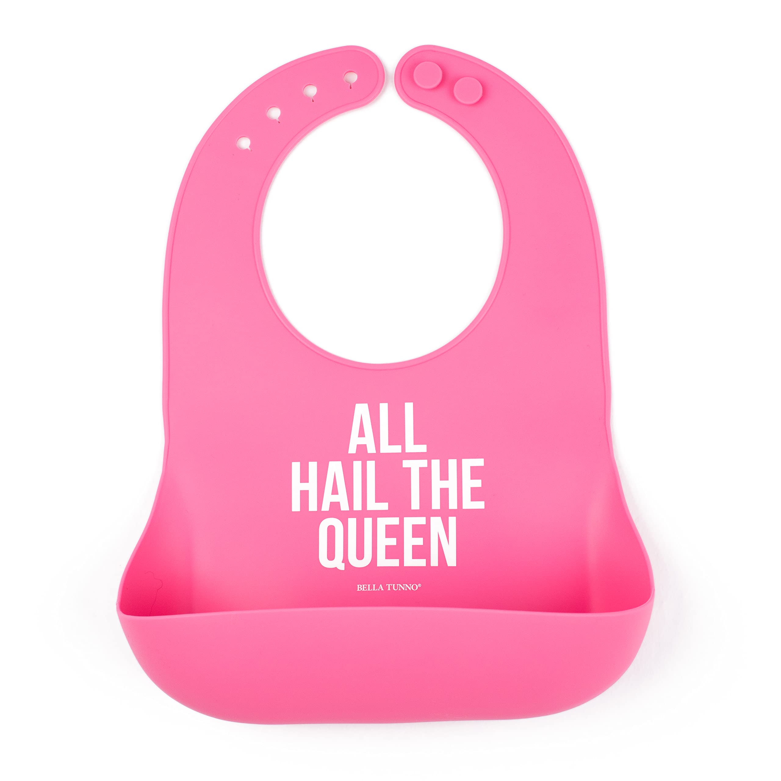 BELLA TUNNOGirl’s Wonder Bib – Silicone Baby Bib for Girls with Adjustable Neck, Non-toxic & BPA Free Soft Silicone Bib, Durable, Waterproof, Easy to Clean, All Hail the Queen