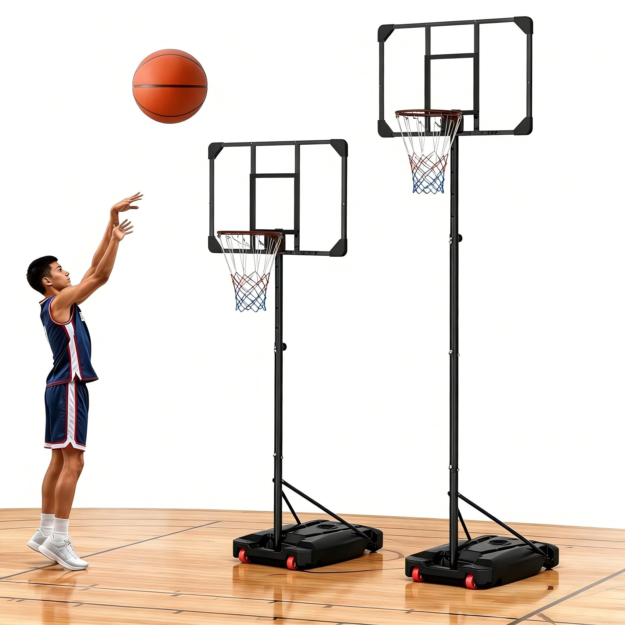YRHome Basketballkörbe für Jugendliche, Höhenverstellbar 150–260 cm Mit fahrbarer befüllbarer Basis ragbar für Garten & Wohnung