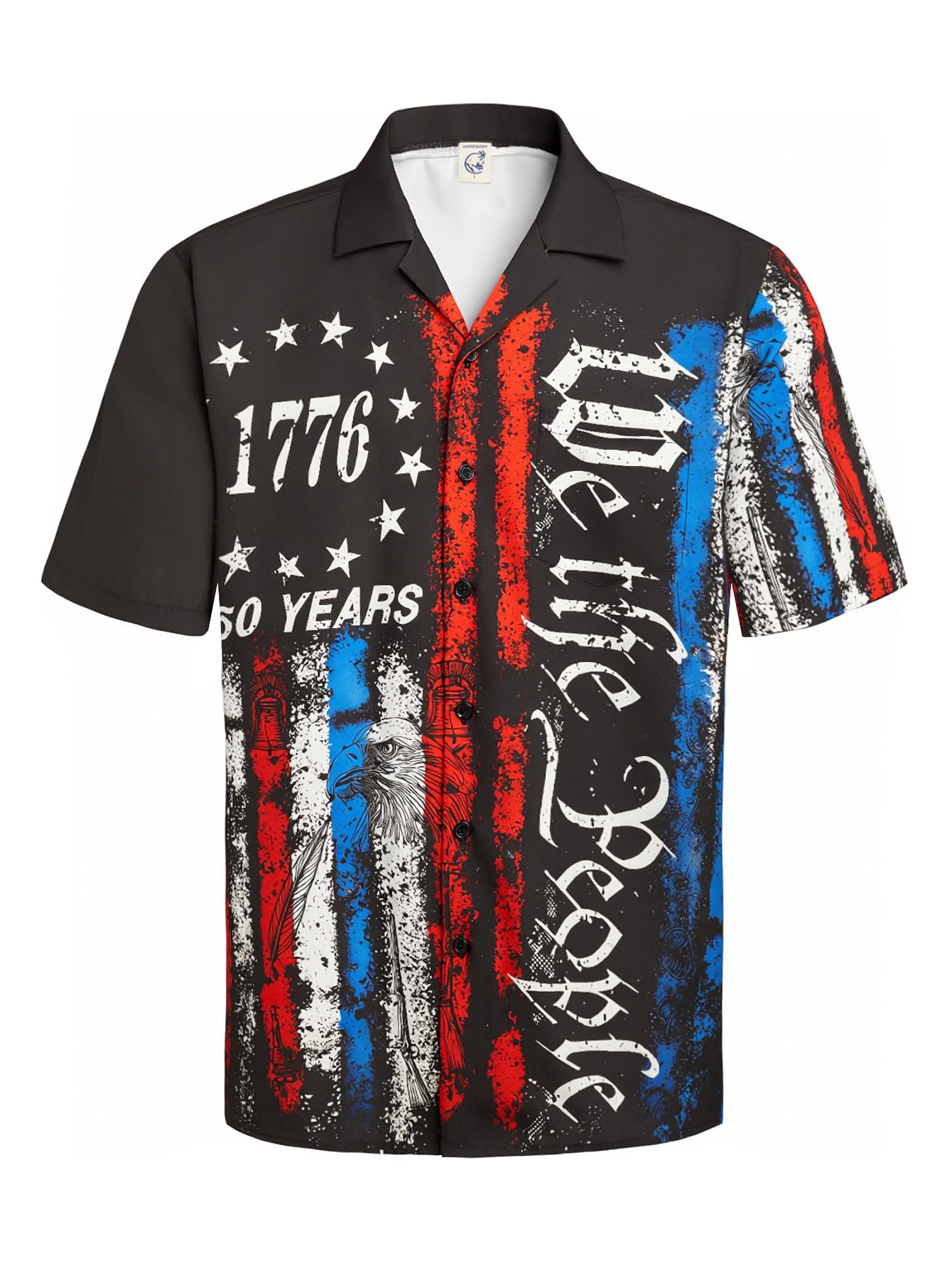 Hardaddy Men's Camp Collar Retro Vintage Bowling Button Down Shirt with Pocket Casual Short Sleeve Beach Shirts Summer