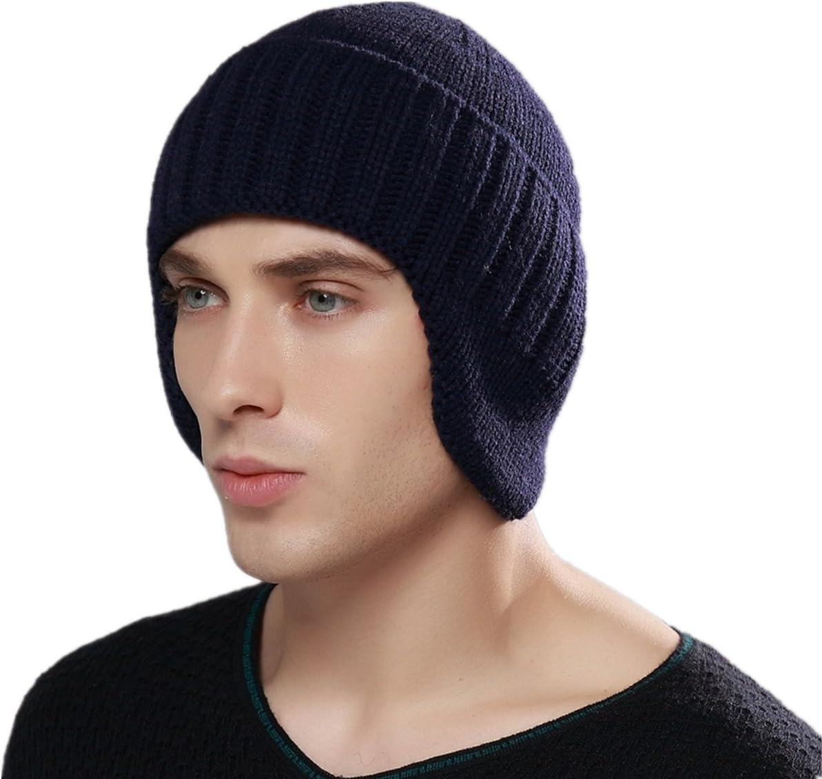 Home Prefer Mens Winter Hat Knit Earflap Hat Stocking Caps with Ears Beanie Hat - Image 2