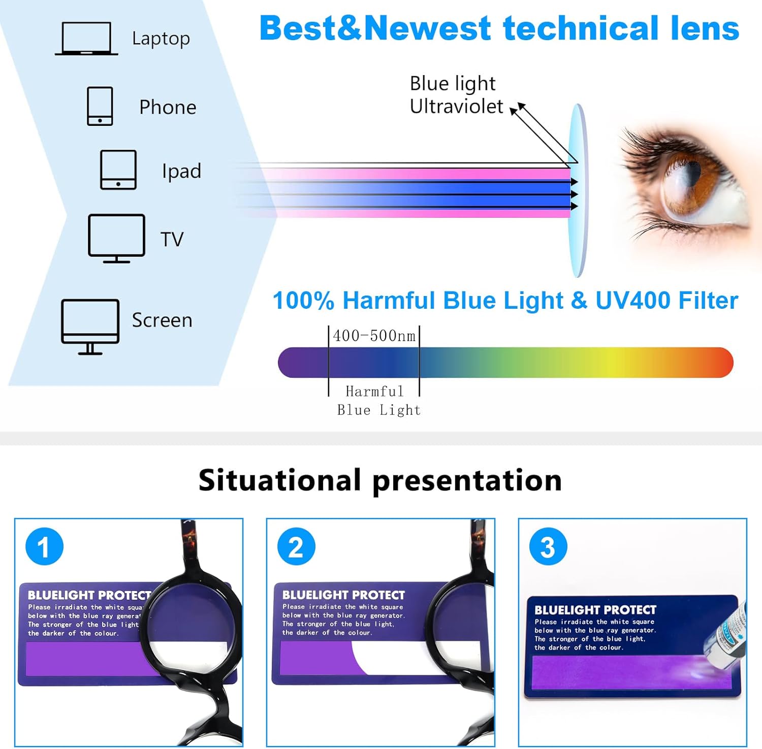 DXYXYO 3 Pack Round Reading Glasses for Women and Men, Stylish Spring Hinge Readers Blue Light Blocking - Image 5