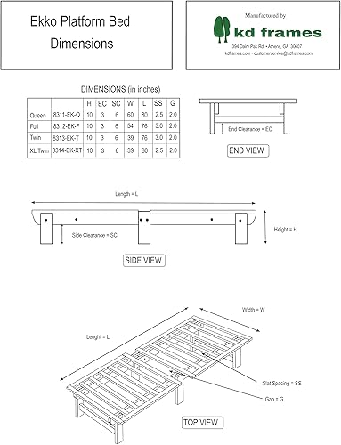 Miniatura 4 de Ekko - Cama de plataforma - Marco de cama Queen - Marco de cama de madera sin terminar - Cama natural minimalista - Diseño de cama flotante - Fácil