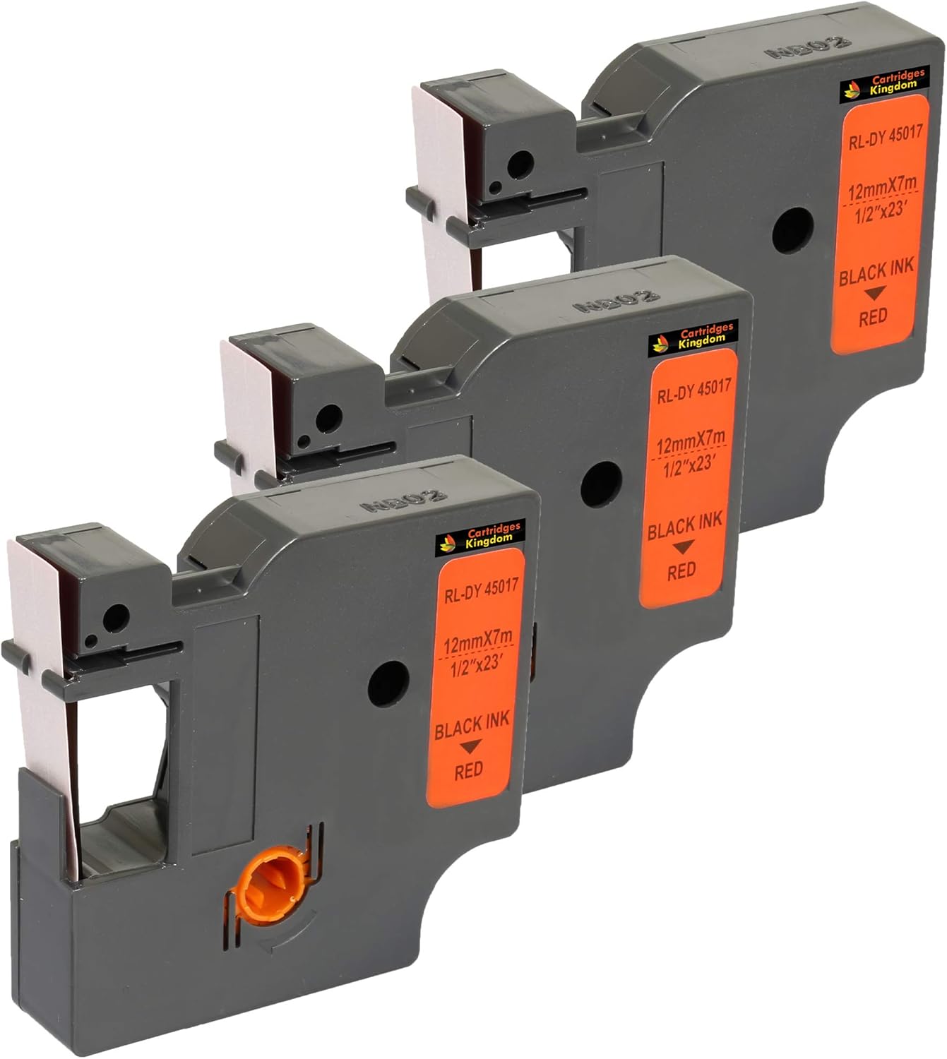 Cartridges Kingdom D1 45010 12mm x 7m Zwart op Transparant Label Tape Compatibel met DYMO Label Printers