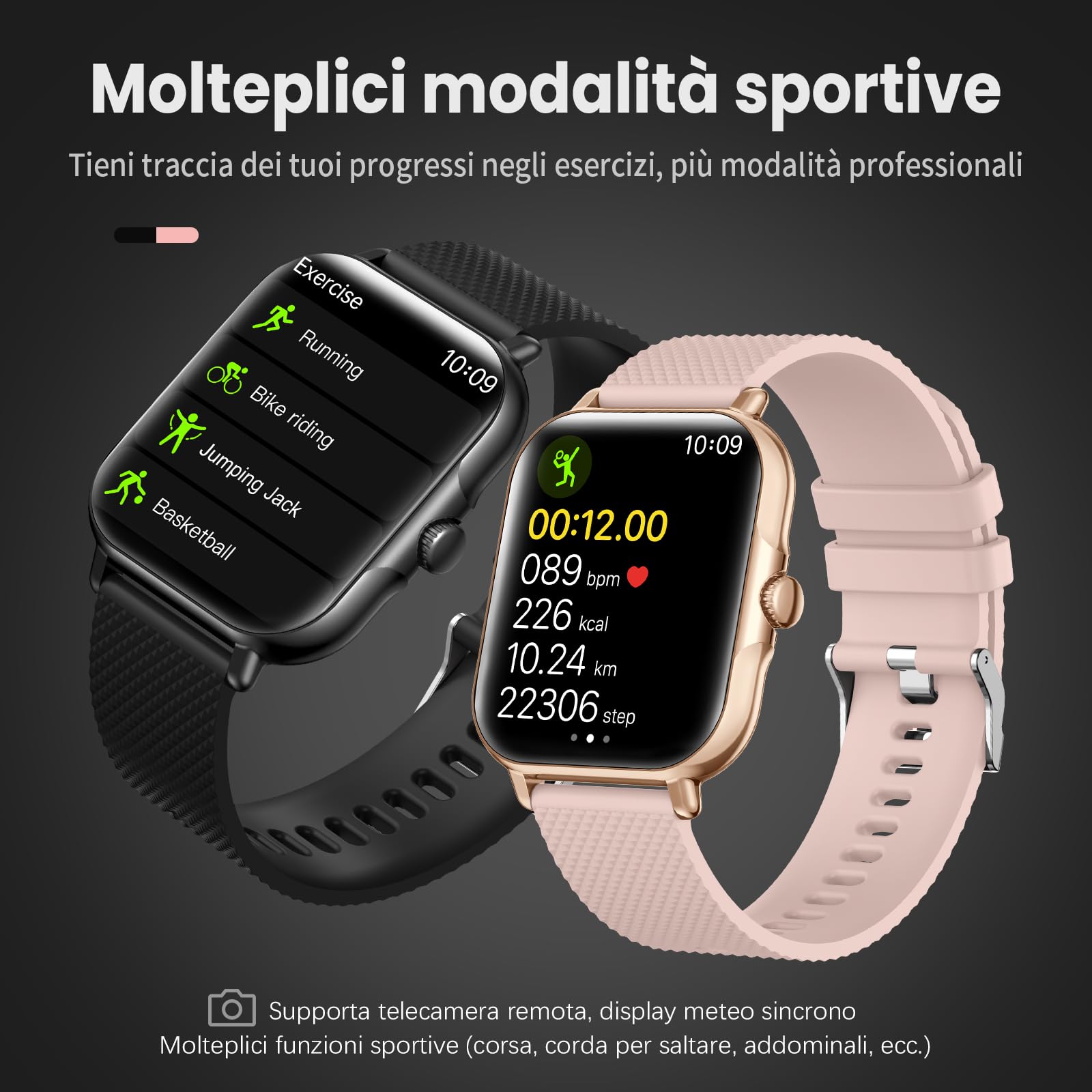 zaisia Smartwatch Uomo Donna, 1,85'' Orologio Fitness con Sonno Cardiofrequenzimetro, Smart Watch con Funzione di Notifica dei Messaggi e Chiamata, IP68 Impermeabile Tracker Fitness per Android iOS