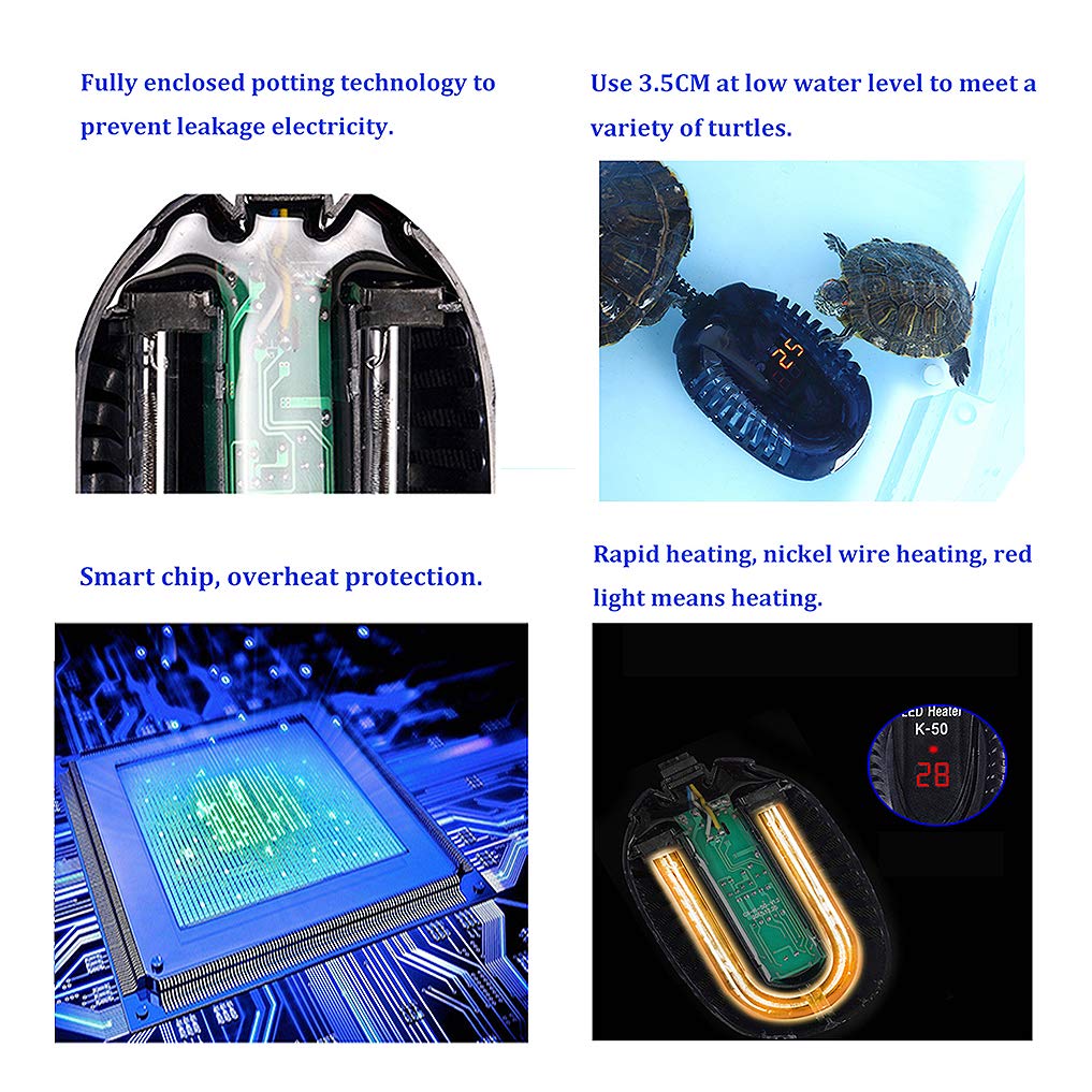 25W 50W 100W 300W, Petit réchauffeur d'aquarium Submersible, réchauffeur de Mini Aquarium avec Bandes de température, écran à LED Visible et contrôleur Externe