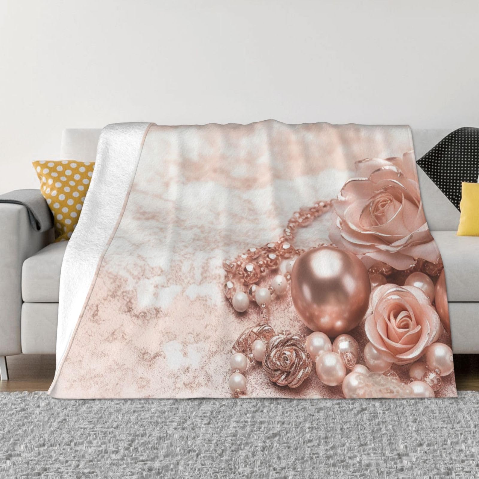 Couverture micro polaire rose 152x127 cm flanelle légère pour lit et canapé