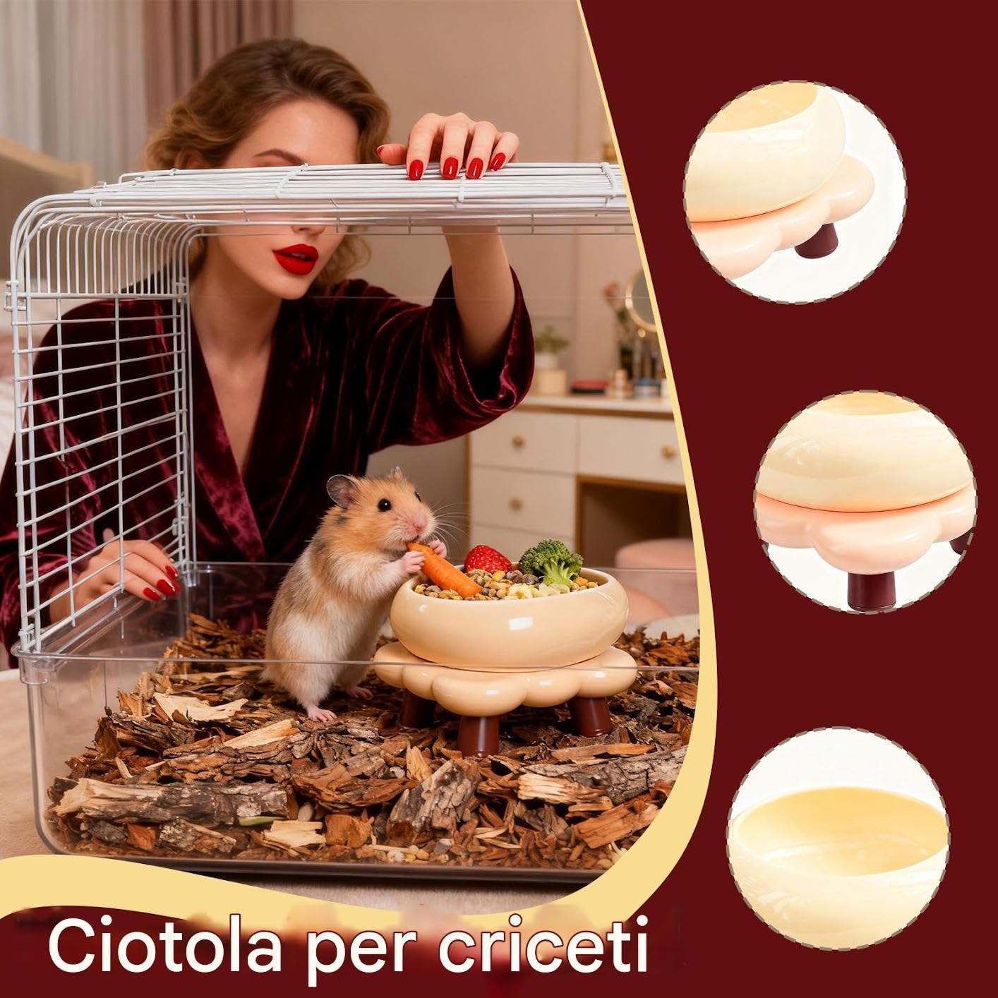 Hamsterfutter – rutschfester Keramik-Futterbehälter und -bad für Haustiere, langlebiges Sandbad für Rennmäuse, Mäuse, Degus Frettchen, Eichhörnchen, Chinchillas, kleine Tiere,