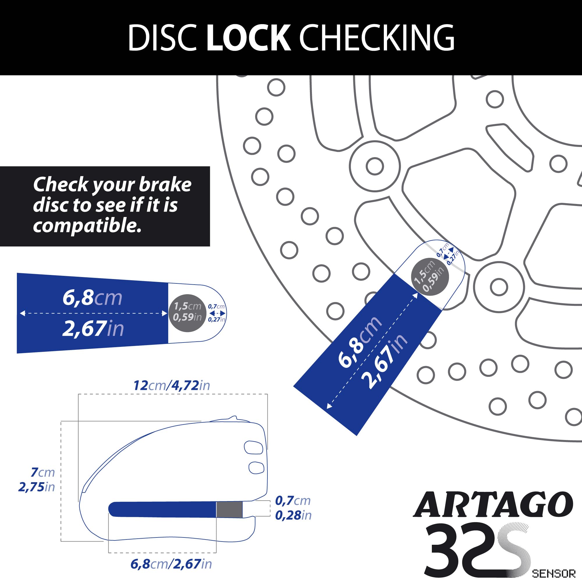 ARTAGO 32S7 Pack Antifurto Bloccadisco con Allarme 120db Alta Sicurezza + Supporto per Honda CB650F e CBR650F, Omologato Sra