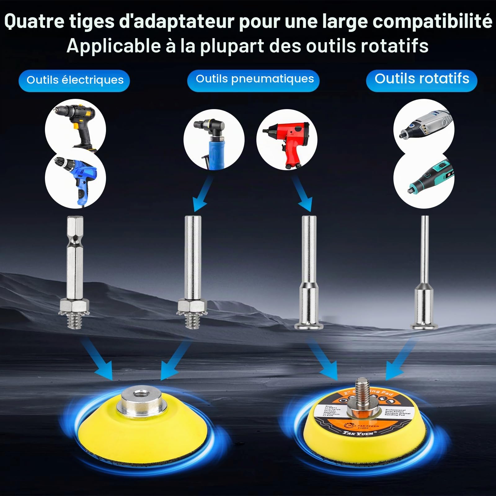 Lot de 333 embouts de polissage pour visseuse sans fil, 50 mm, papier abrasif humide et sec | Disques abrasifs de 5 cm - Kit de polissage de phare - Éponge de polissage pour voiture, métal, bois