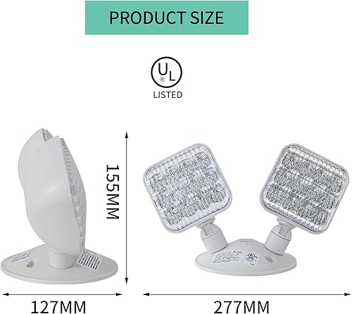 Vista 15 de TANLUX Iluminación de cabeza remota de emergencia, 1 paquete de luz de emergencia de un solo cabezal, certificación UL, entrada de voltaje múltiple
