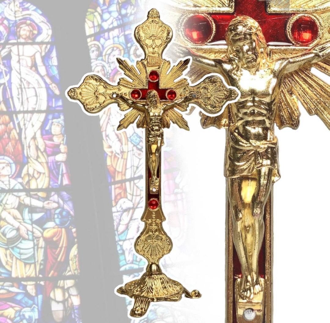 「卓上 十字架/クロス/ロザリオ イエス・キリスト ゴールド」jo-db P