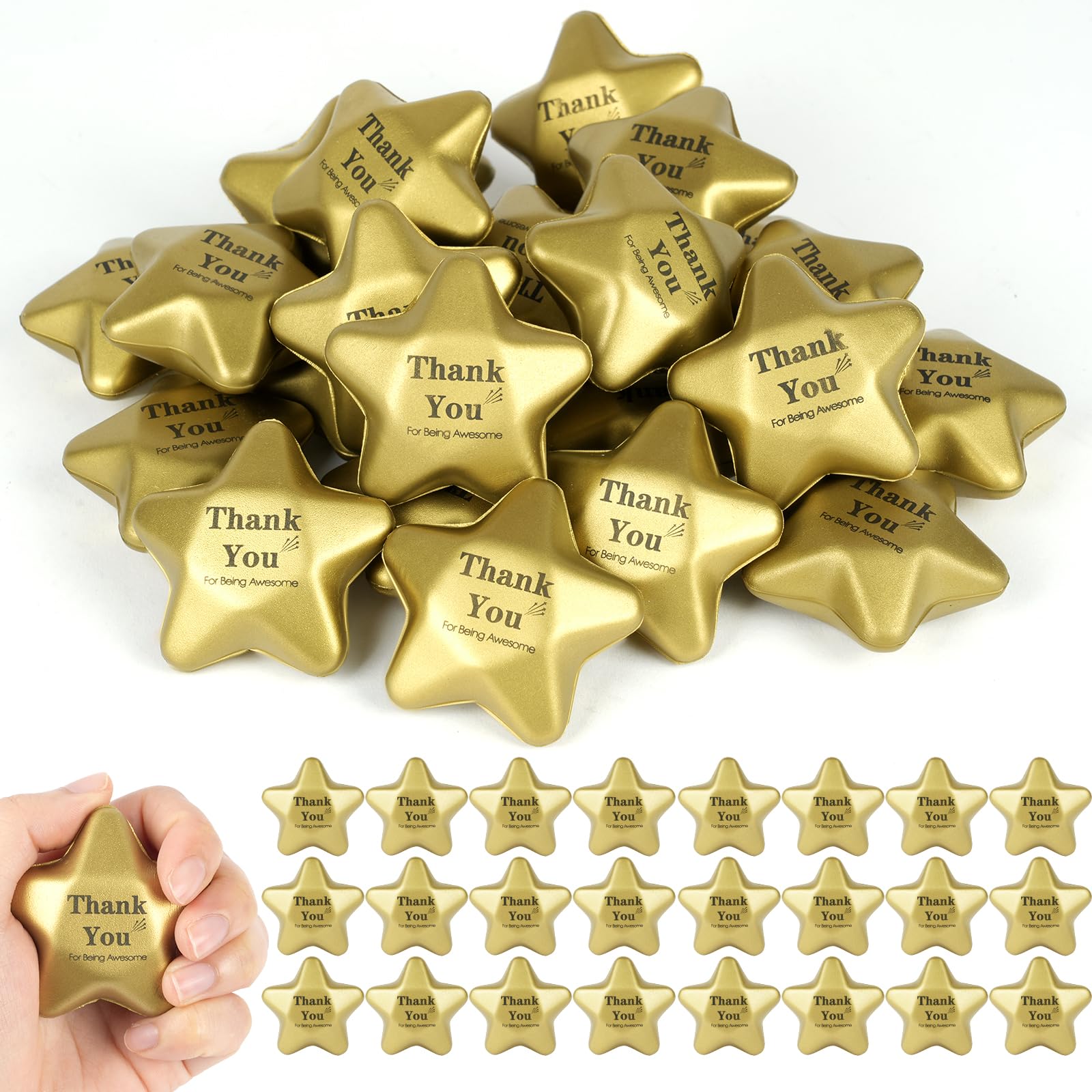 Ainiv Star Funny Motivational Stress Balls, 24 PCS Anti-Stress Balls for Adults, Mini Fun Star Shape Sensory Stress Ball for Kids and Adults, Hand Exercise Stress Relief Balls Toys for Anxiety Stress