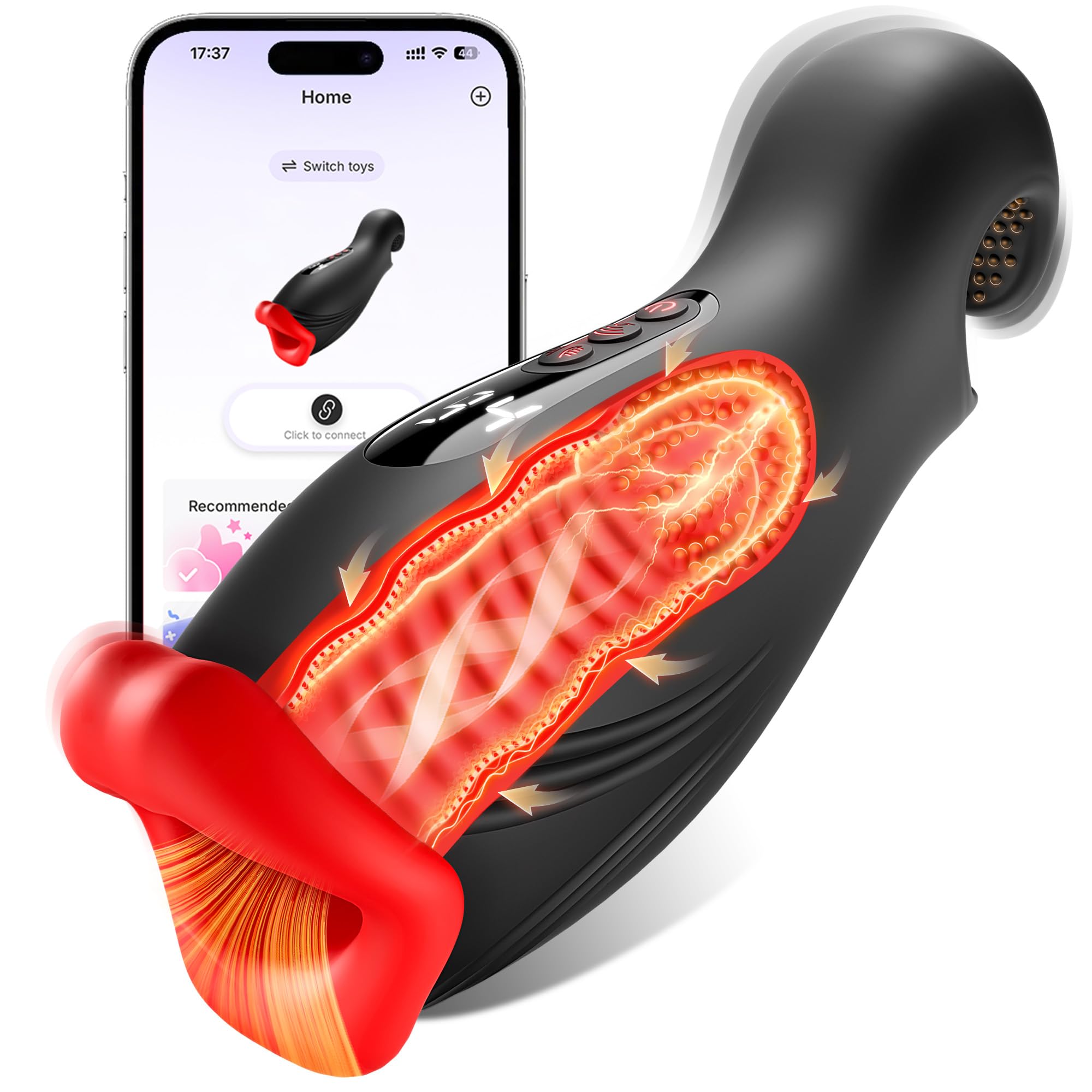 VIJISA Masturbateurs Masculins Stimulateur par Perles aux Deux Extrémités, Masturbeuse Homme 4 Ondes d'Aspiration Masturbateur IA, Sextoyse Homme Sex 9 Vibrationex Stoyspour pour Homme App Control