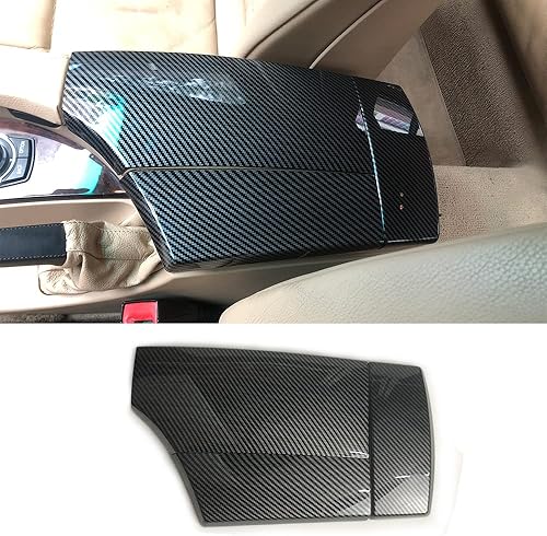 Miniatura 7 de NEWNTSAME Funda para reposabrazos de automóvil de la serie 5 E60 E61 F10 F11 G30 G32 2004-2021, fibra de carbono, color de fibra de carbono, panel