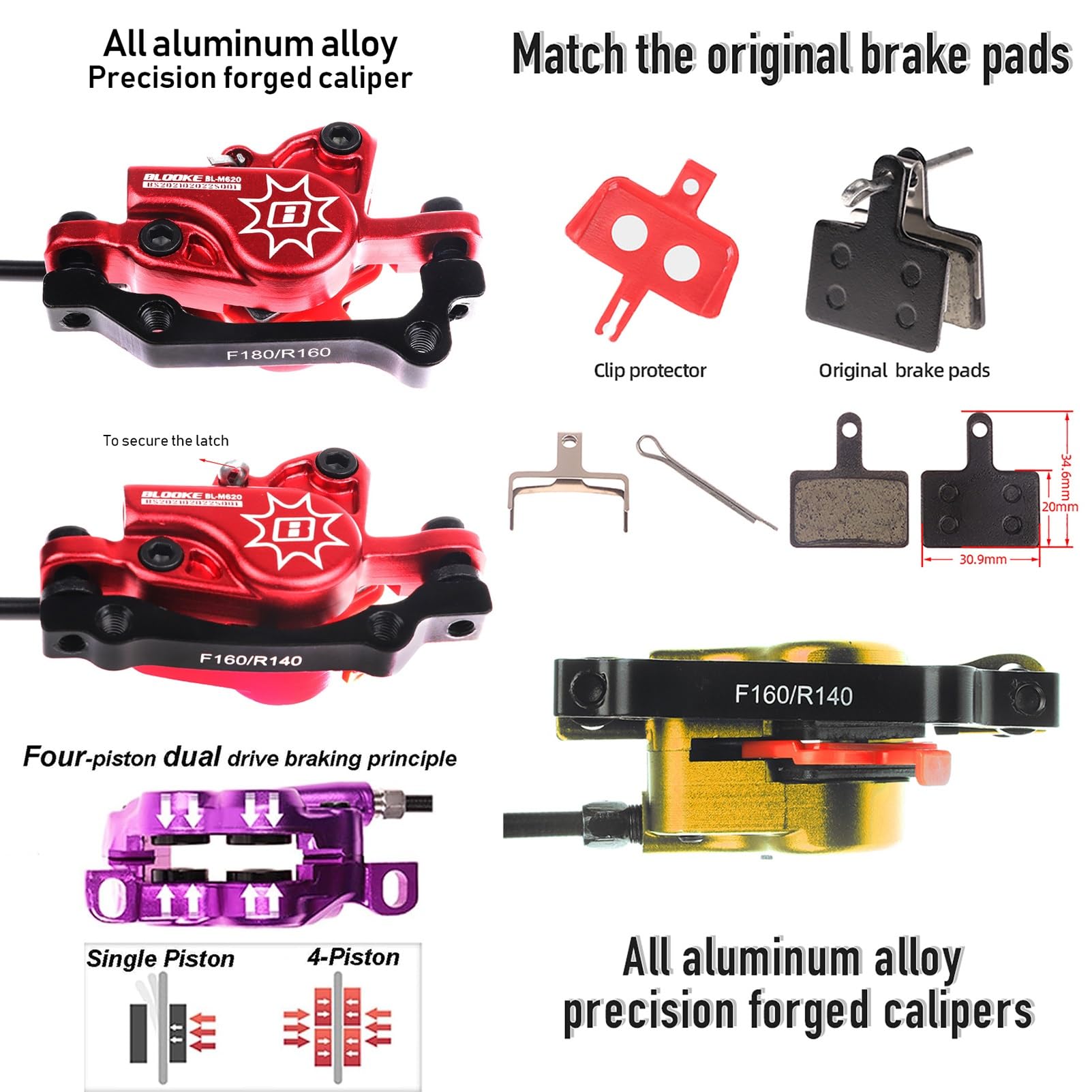 Amazon.co.jp: 2ピストン MTB 油圧ブレーキセット 800 右フロント