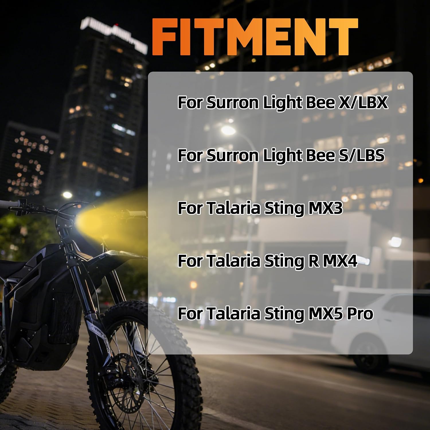 JFG RACING Headlight for Electric Dirt Bike,Dirtbike Head Light Kit Light Bar for Surron Light Bee X/LBX/Talaria Sting MX3 R MX4 MX5 Pro/E Ride Pro-Yellow Lighting
