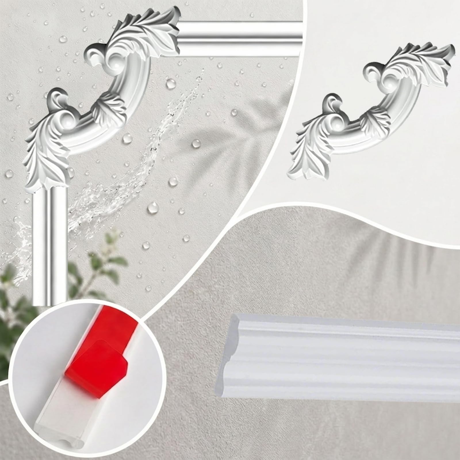Modanatura Adesiva per Pareti PVC Modanature Flessibili Paraspigoli Muro White,15m