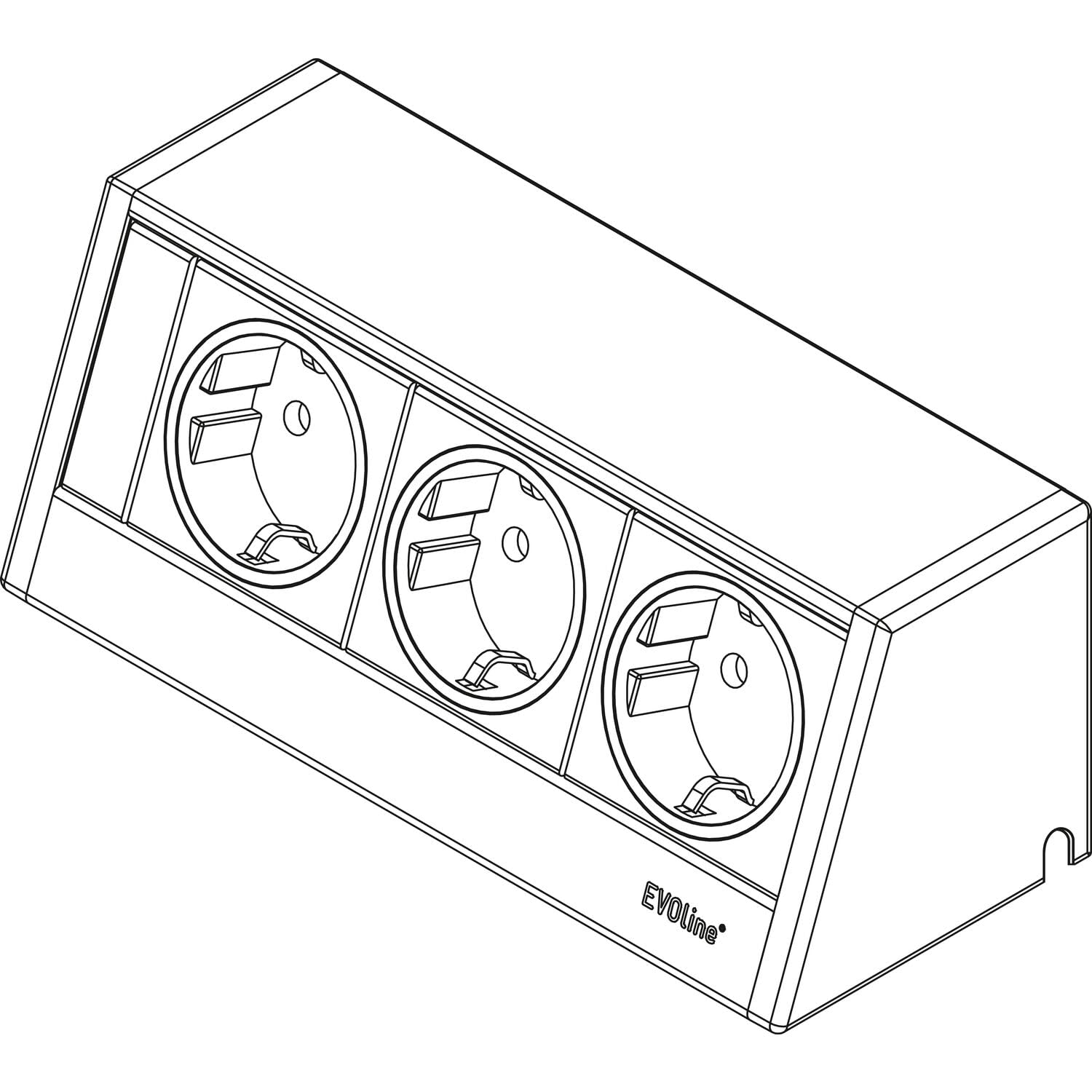 Evoline R-Dock gniazdko elektryczne do szuflady z prowadnicą kabla Evoline Wing, 3 gniazdka, czarne, 230 V