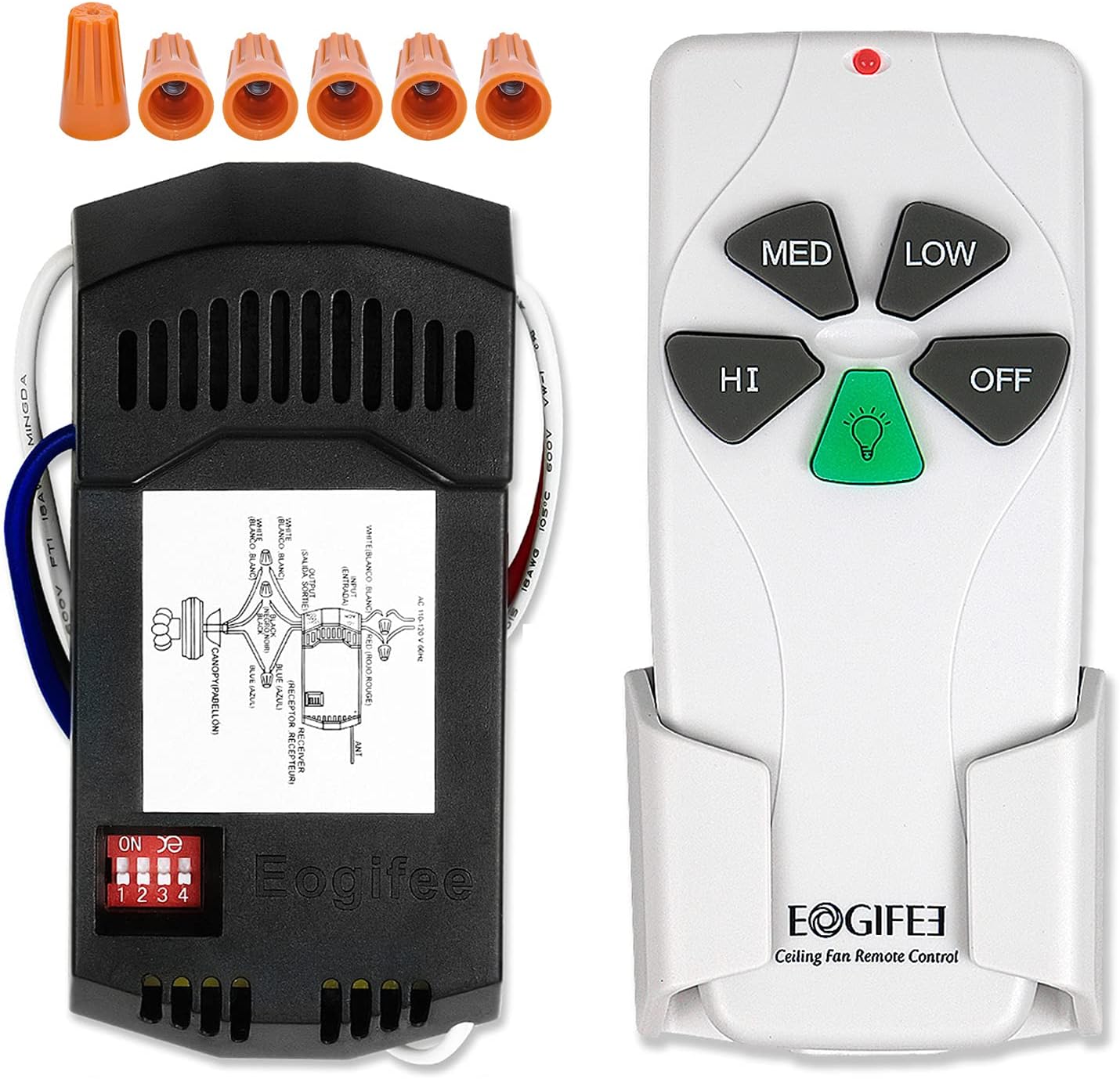 Universal Ceiling Fan Remote Control and Receiver Kit with 3 Speed and Light Dimmer Control Replacement of Hampton Bay Harbor Breeze Hunter FAN-53T 2AAZPFAN-53T UC7030T FAN-11T KUJCE9103 Kit