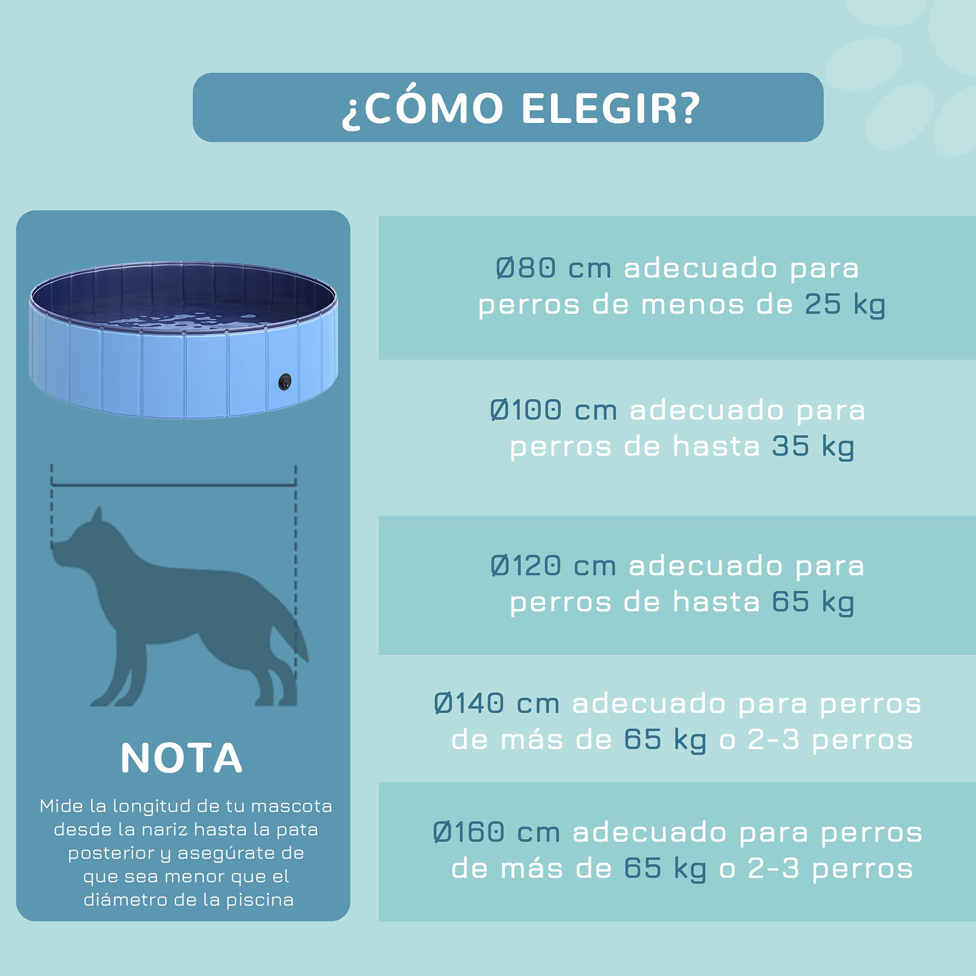 Pawhut Piscina Plegable para Perros Gatos Bañera Portátil para Mascotas PVC Antideslizante Múltiples Usos para Interiores y Exteriores Ø120x30 cm Azul