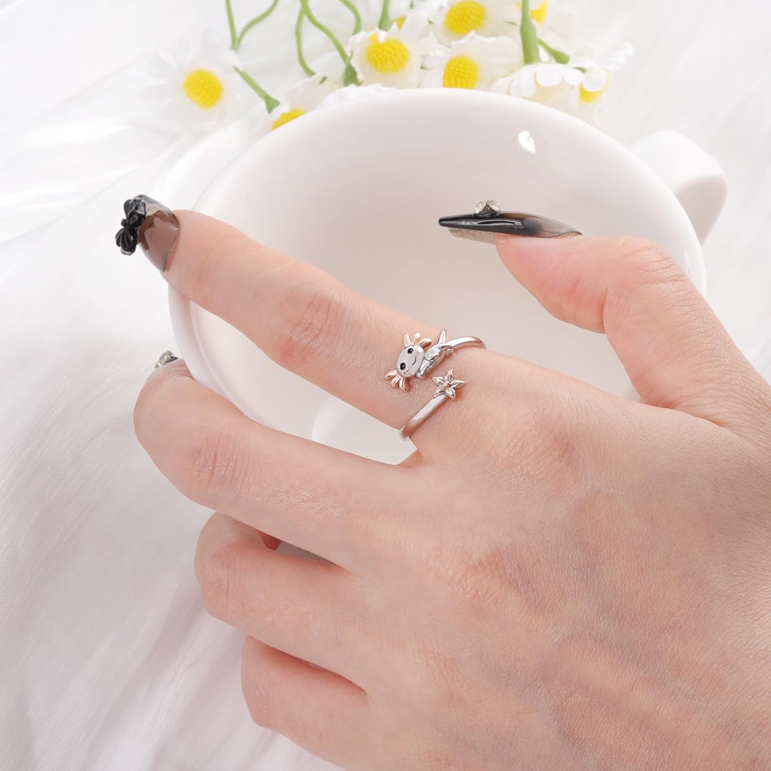Cute Axolotl Rings for Women - 925 Sterling Silver Axolotl Rings Cute Animal Ring Hypoallergenic Jewelry Gifts for Women - Image 5