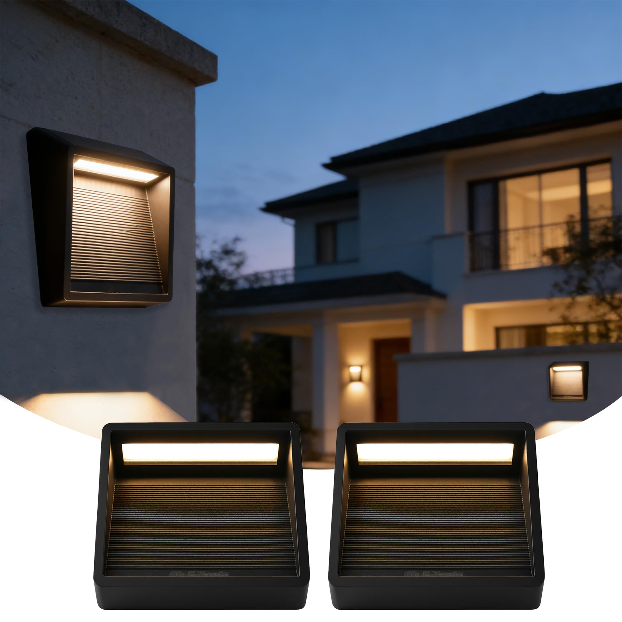 Solarleuchte Außen mit App Steuerung, Bewegungsmelder, 3.8W LED Solar Wandlampe, 3000K Warmweiß, IP65 Wasserdicht, Smart Gartenleuchte für Terrasse, Hof, Garage, 2 Stück