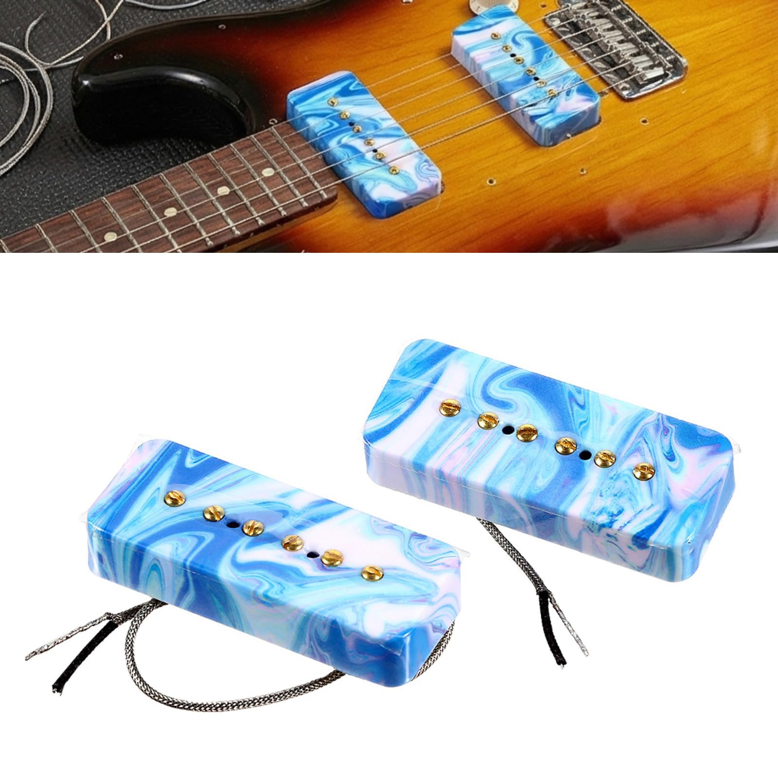 Paquete de piezas de guitarra eléctrica, pastilla mejorada para modelos, guitarras eléctricas, cuello de alta potencia, reemplazos de pastilla para mujer, S de manga corta, con botones, cuello en V
