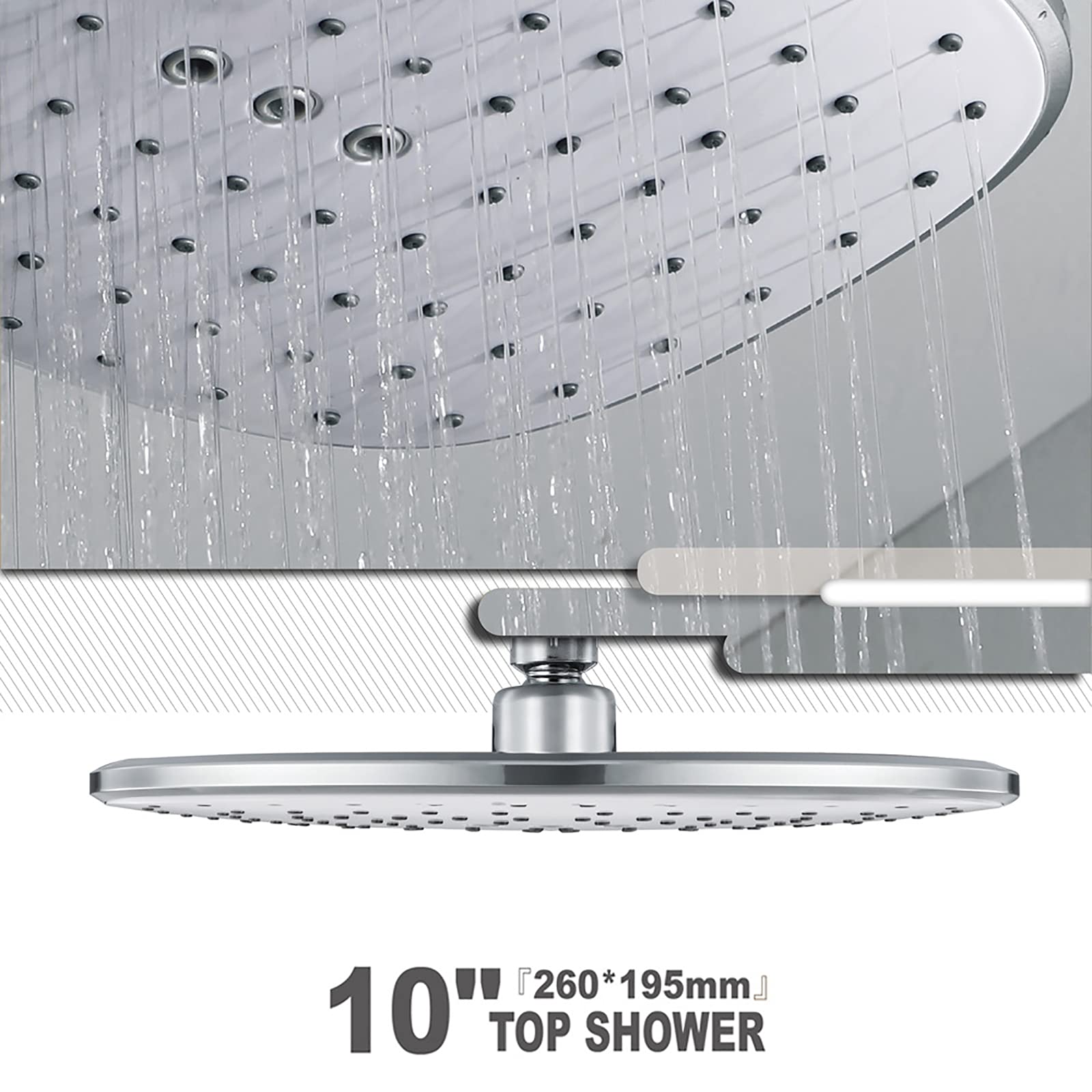 Soffione Doccia A Pioggia Rettangolare LNXGJJ – 260x195 Mm, Bianco, ABS, Alta Pressione