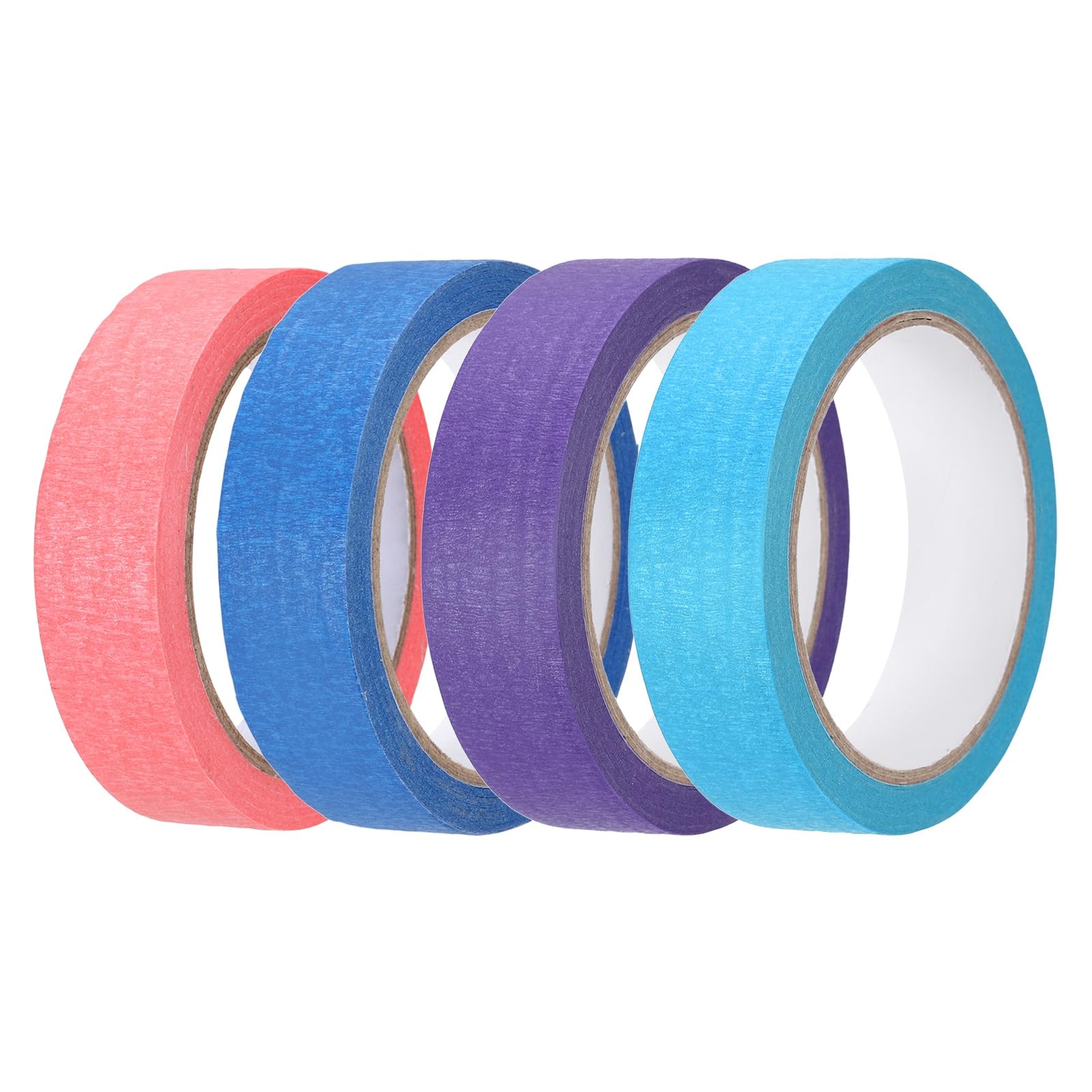 sourcing map 4pcs 1" x 22 Yard Colored Masking Tape Universal Crepe Paper Colorful Masking Painter Tape for Art Drawing DIY Handcraft Sealing, Blue Purple Pink