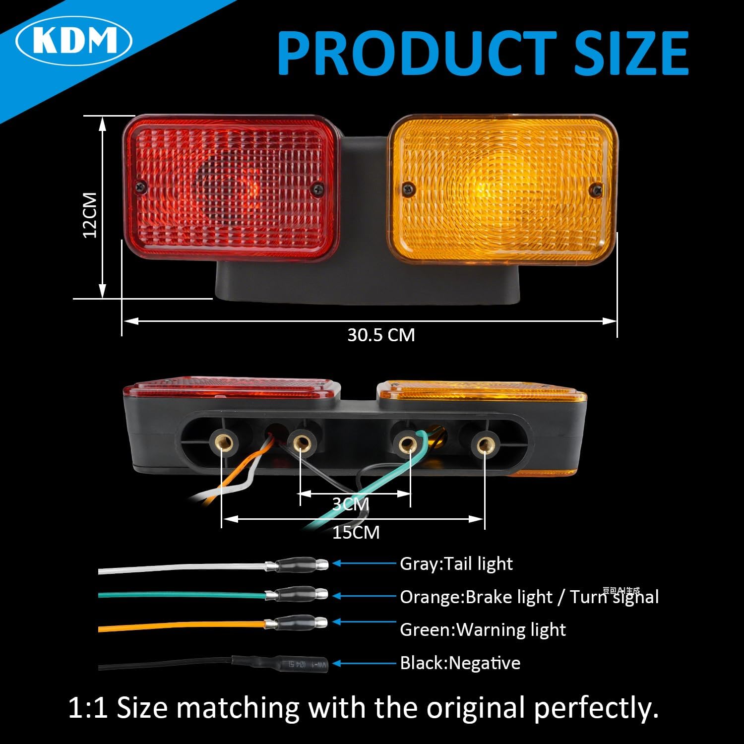 KDM LED Left Tail Lights for John Deere Tractor 1025R,4-In-1 Turn Signal Brake Reverse Warning Lamps Kits,Direct Replacement for 1023E 1026R 2025R 2032R 3025D 3032E 4066R 5075E LVA18272 LVA18273