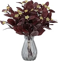 Vista 8 de 12 tallos de eucalipto artificiales, hojas de eucalipto de seda falsa de 20 pulgadas con bayas, plantas verdes, decoraciones florales para Azul Cielo
