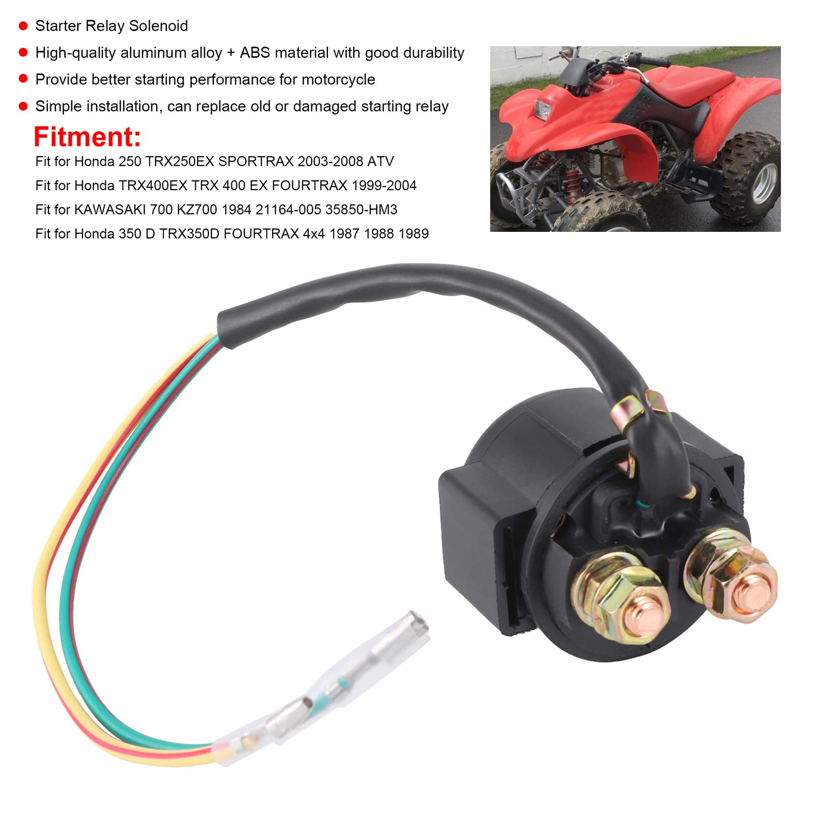 STARTER RELAY SOLENOID FOR HONDA SPORTRAX 300 TRX300EX 1993-2006 - Foto 13