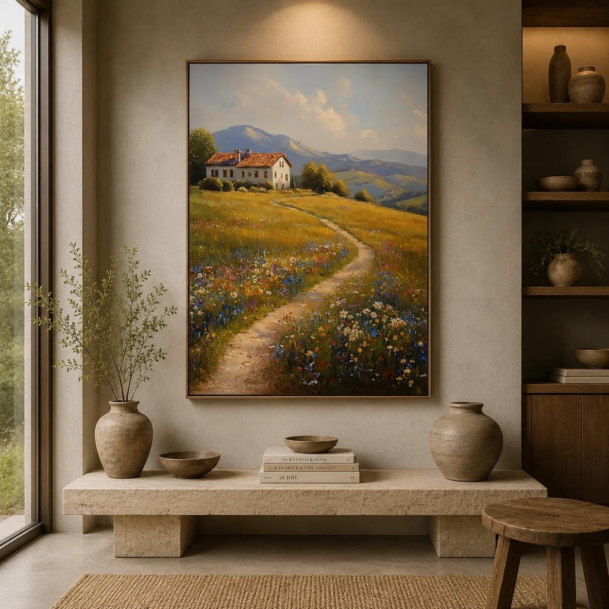 Cuadro decorativo de paisajes, pintura nórdica sobre lienzo con motivos botánicos, póster botánico de flores silvestres para la decoración del dormitorio y la sala de estar (20x30cm x 3/marco interno)